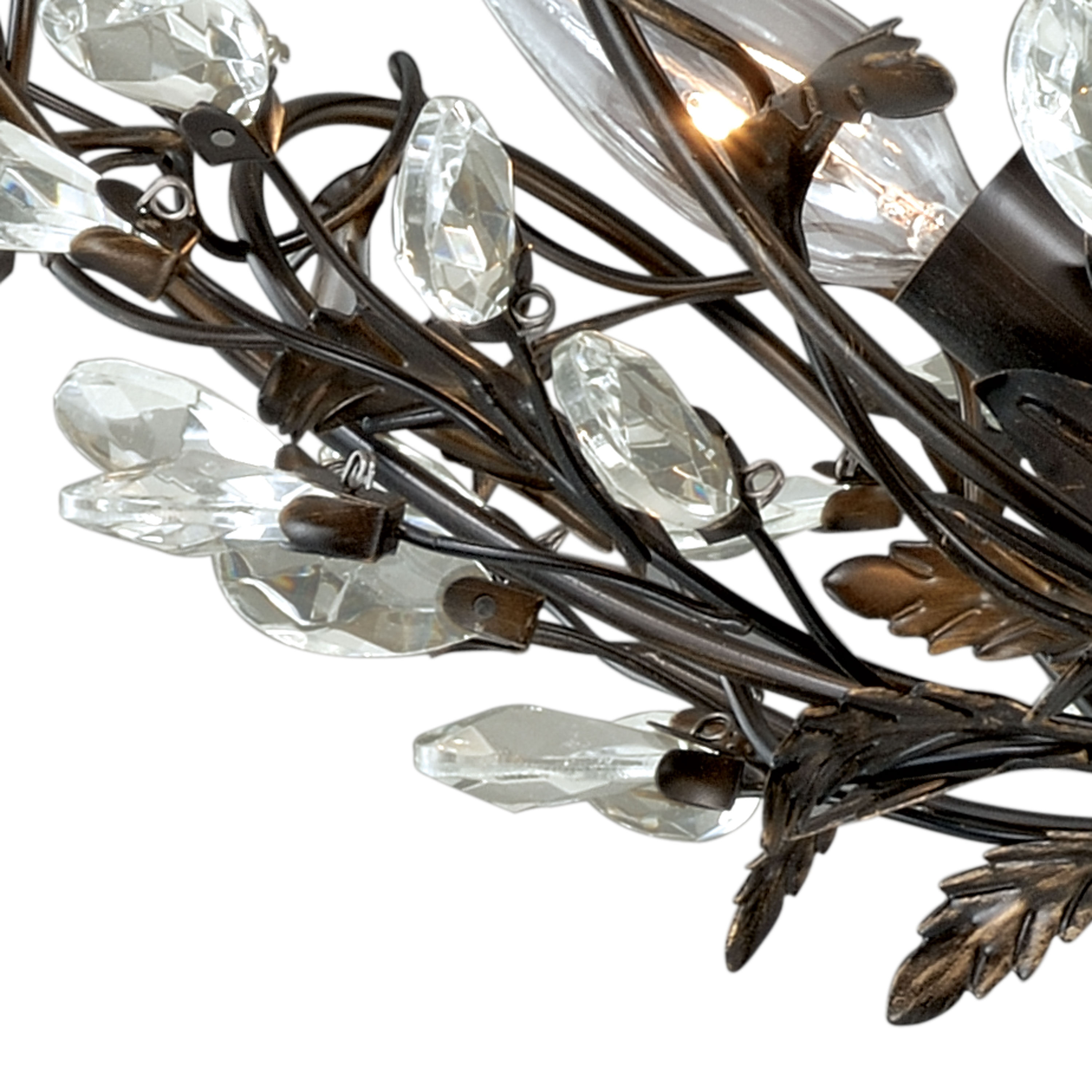 Elysian Bronze & Crystal Vine 19" Semi-Flush Ceiling Light