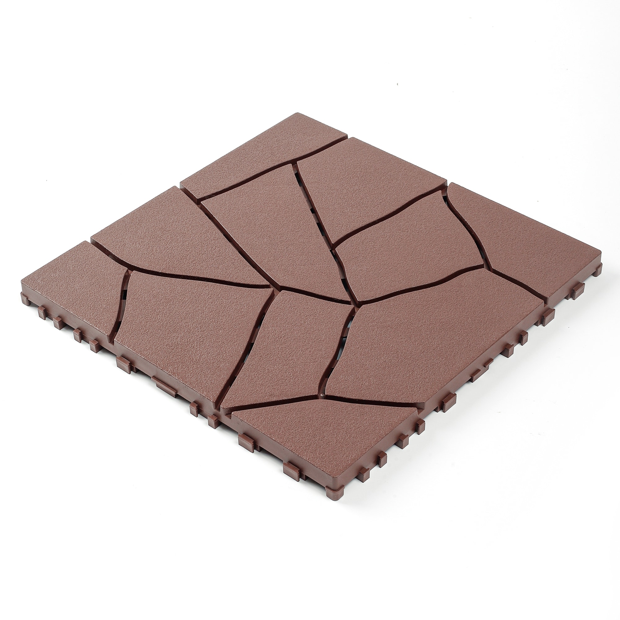 Mondawe 12in x 12in Brown Heavy-Duty Interlocking Floor Tiles - Indoor or Outdoor