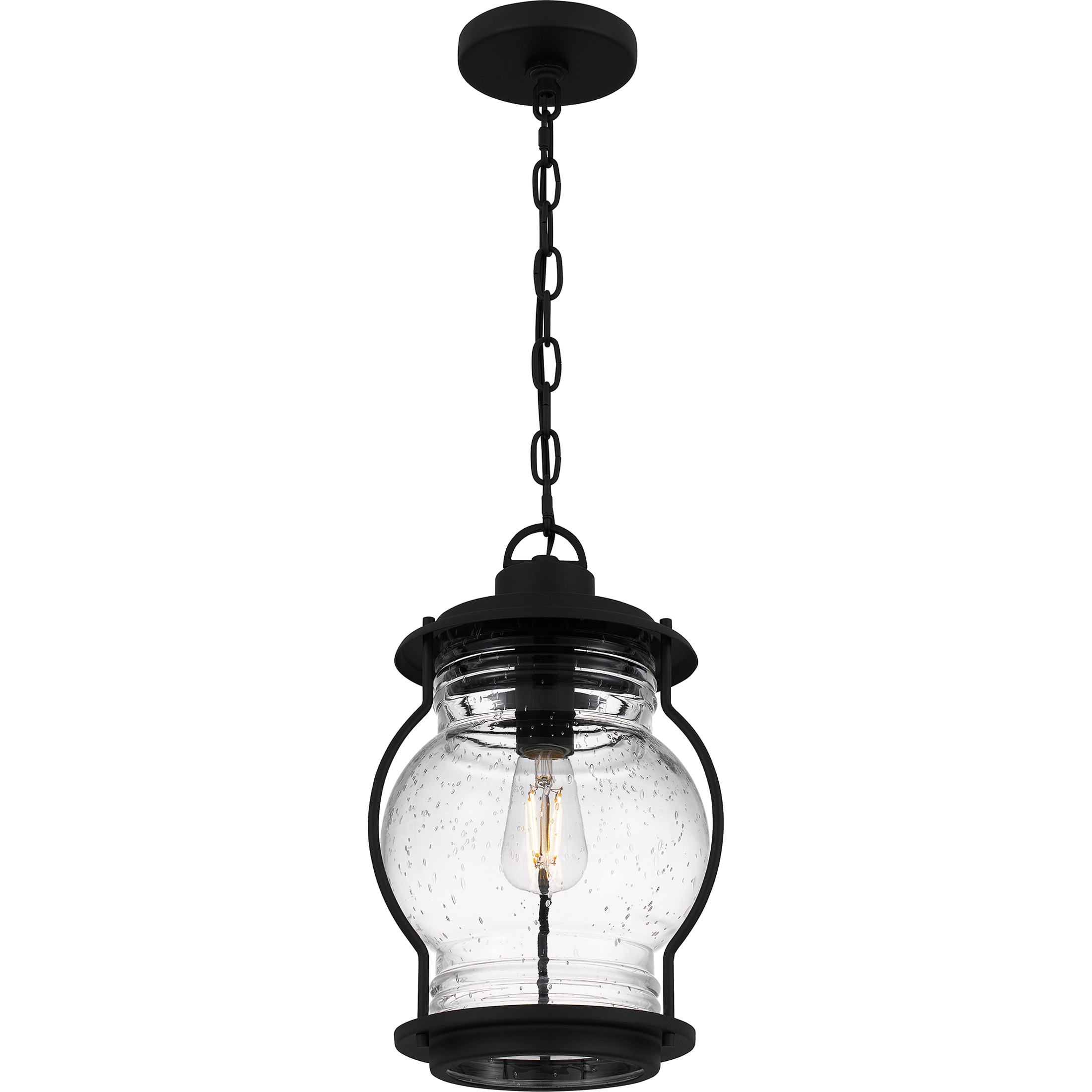 Quoizel Luther Earth Black Coastal Seeded Glass Lantern Led, Mini ...