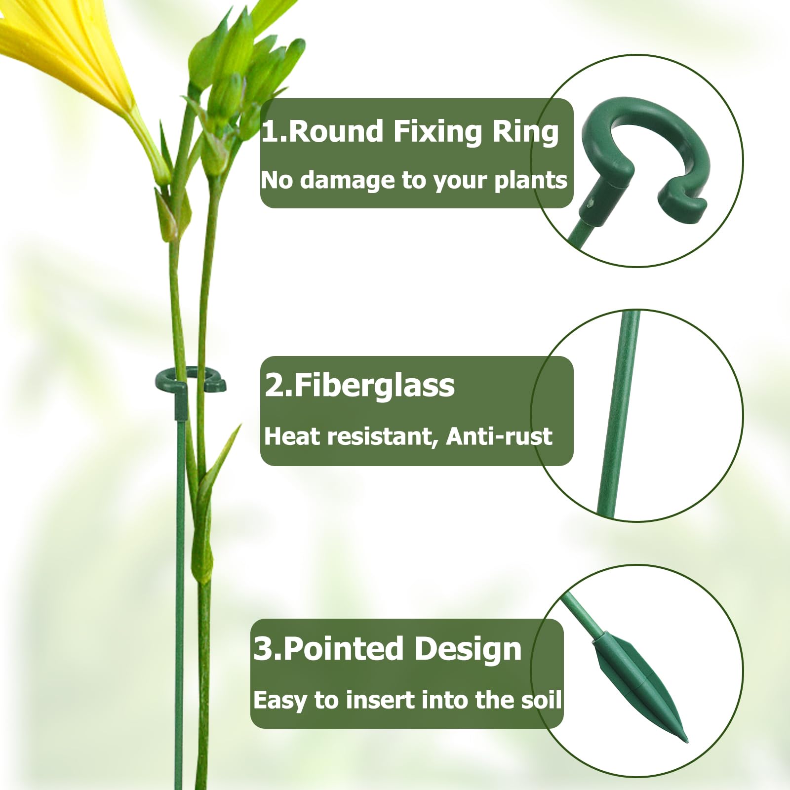 DYRCJ Pack of 30 Small Plant Stakes for Indoor Plants in Three Sizes ...