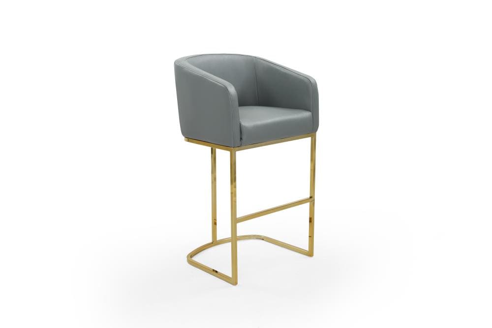 Chic Home Design FBS9466-LW Tess Grey Bar height Upholstered Wood Bar Stool with Arms & Back
