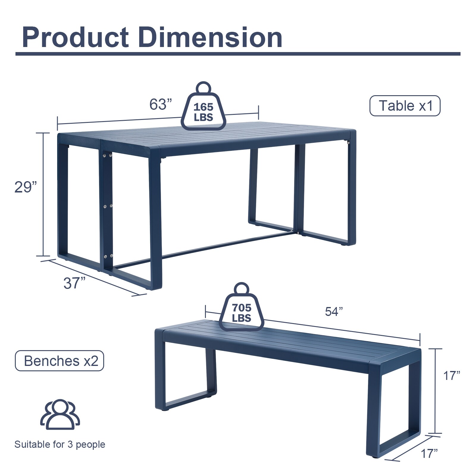 Aoodor A384-PBUBU Patio-Dining-Sets - View #2