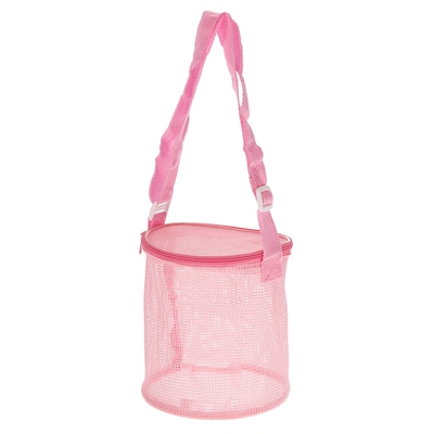PATIKIL Mesh Beach Bag Sea Shells Mesh Tote Sand Boxes Collecting Nets Bags with Zipper for Travel Pink
