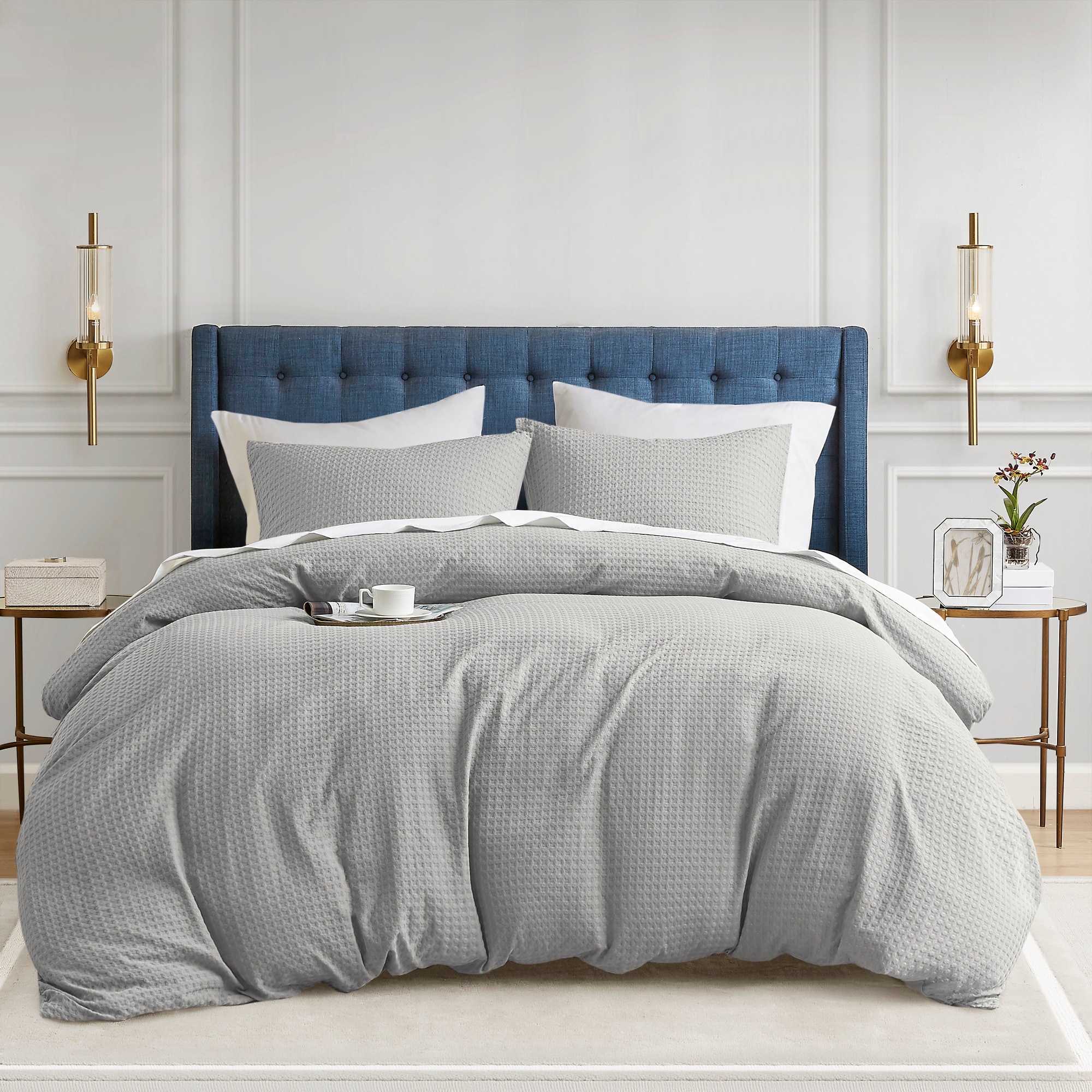 510 Design LWSDS0341000826727 Light Grey Solid King/California king Duvet cover Microfiber