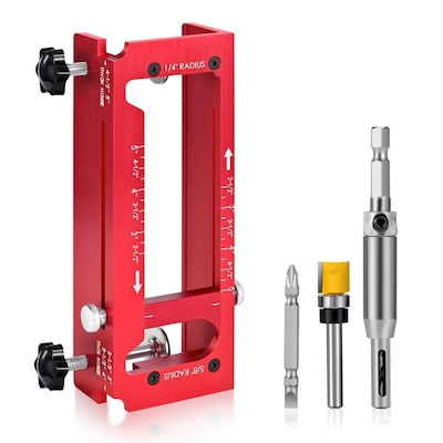 Aoibox Professional Aluminum Door Hinge Router Jig and Template Kit for 2 5 to 5 Inch Hinges 1 4 and 5 8 Inch Radius