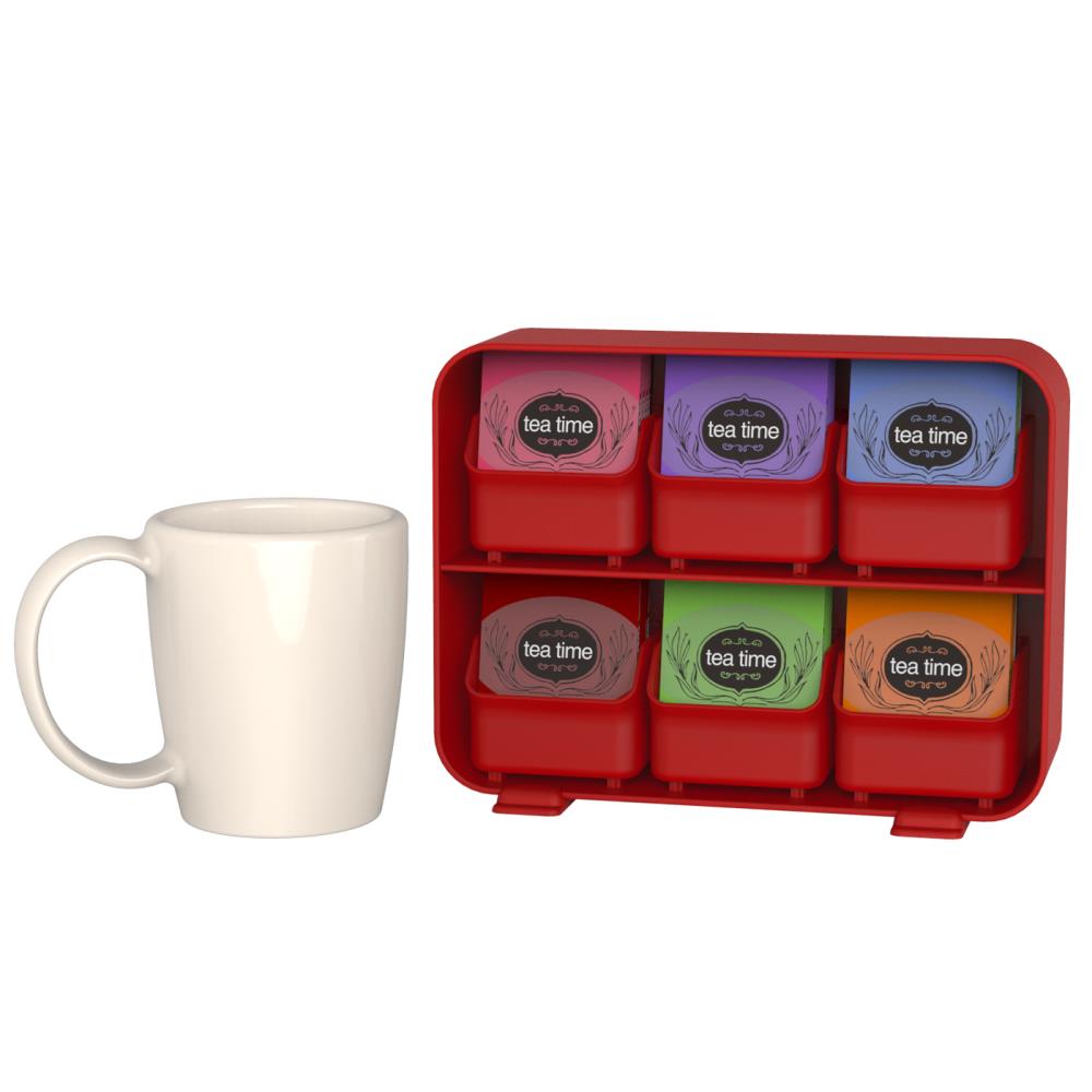 Mug with Tea Bag Holder in Red