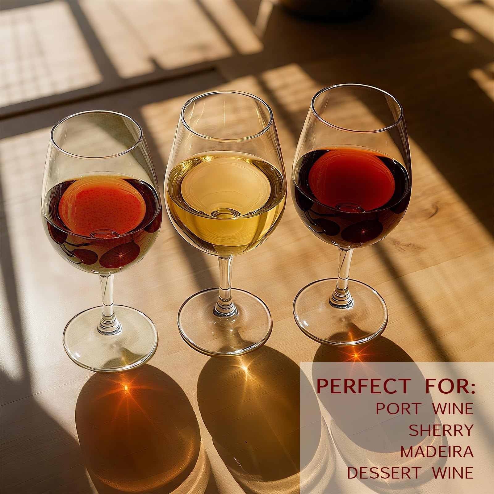 Aoibox  Set of 4 Lead Free Crystal Tulip Port Wine and Sherry Glasses 7 oz Short Stem Copita Style Stemware
