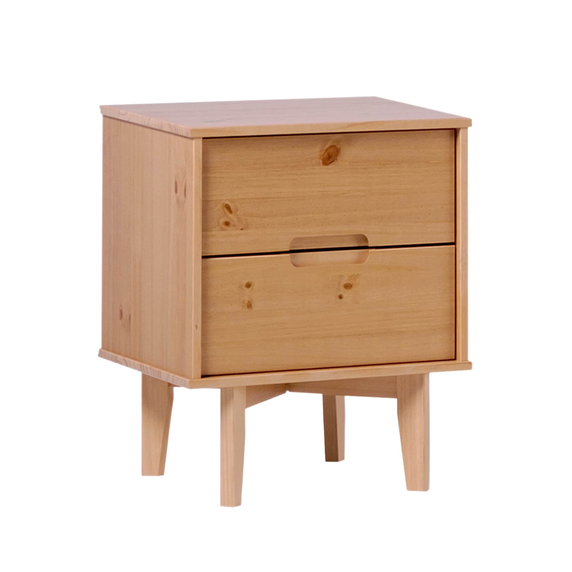 LOVMOR SF-M-B185P168917 MidCentury Modern Solid Wood 2Drawer Nightstand Natural Pine