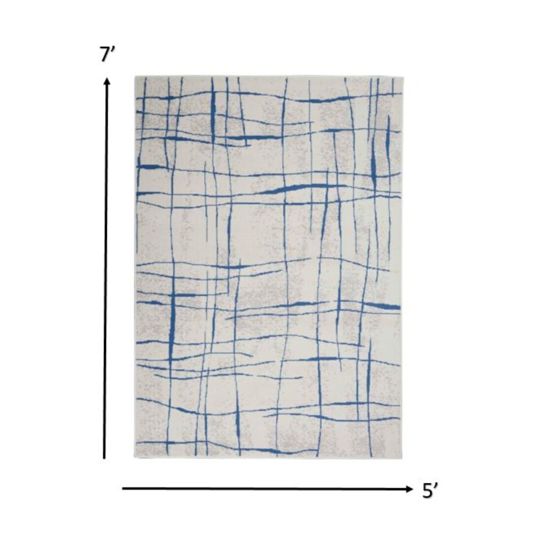 HomeRoots 4000385863 5 x 7 (ft) Polypropylene Ivory Blue Rectangular Indoor Abstract Area rug