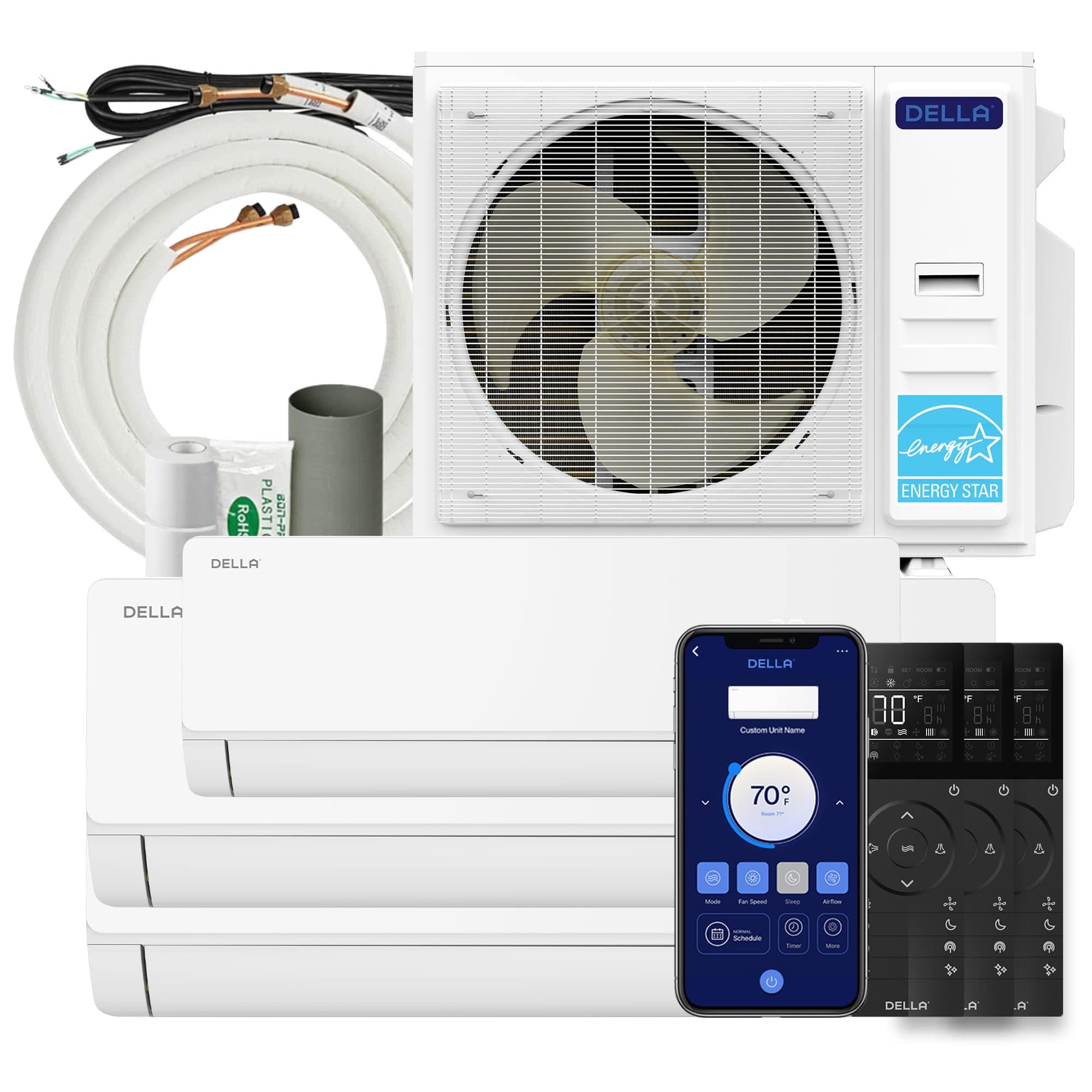 DELLA  38K BTU 3 Zone 12K-18K-18K Mini Split Air Conditioner System Cools Up to 2550 Square Feet