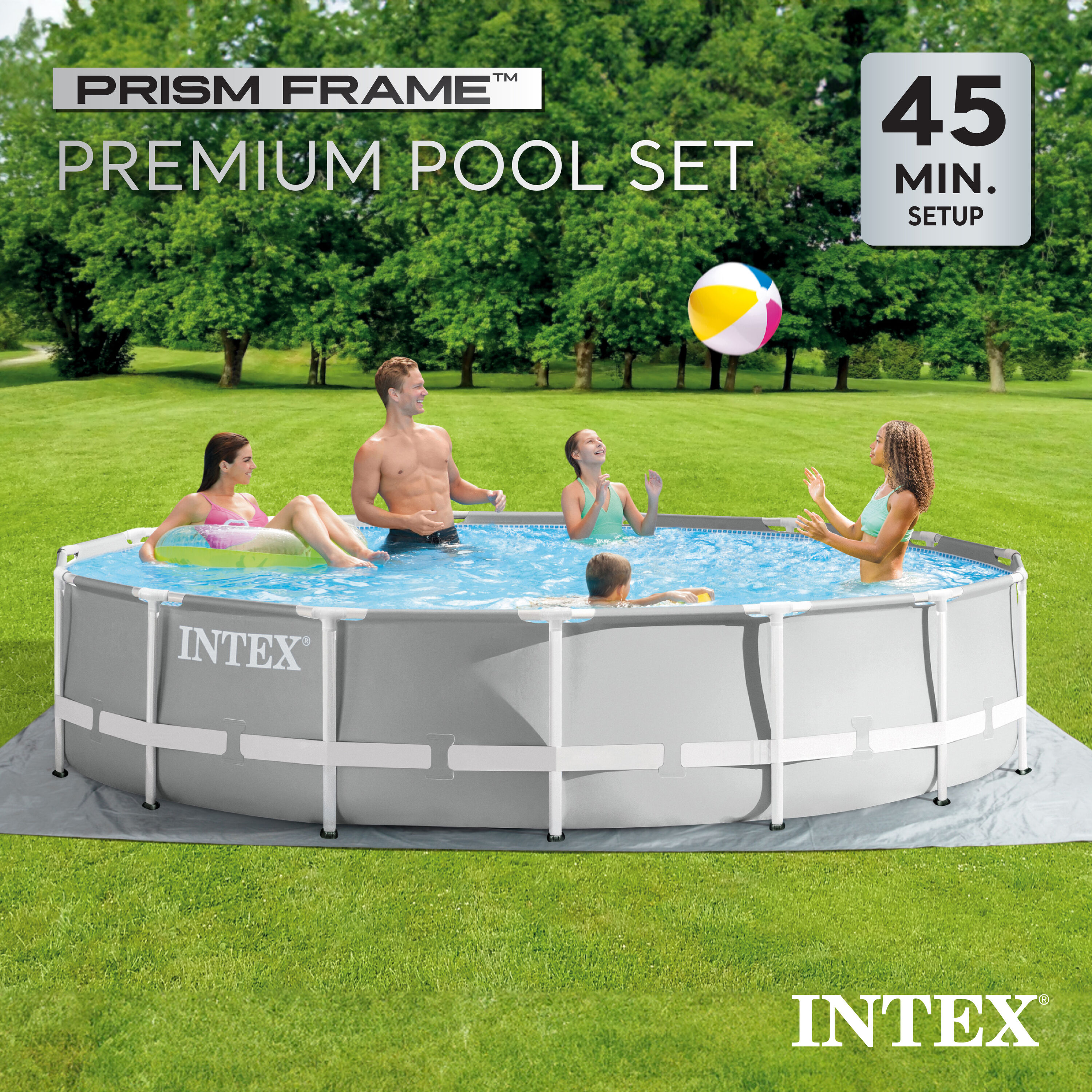 Intex 15-ft x 15-ft x 42-in Metal Frame Round Above-Ground Pool with ...