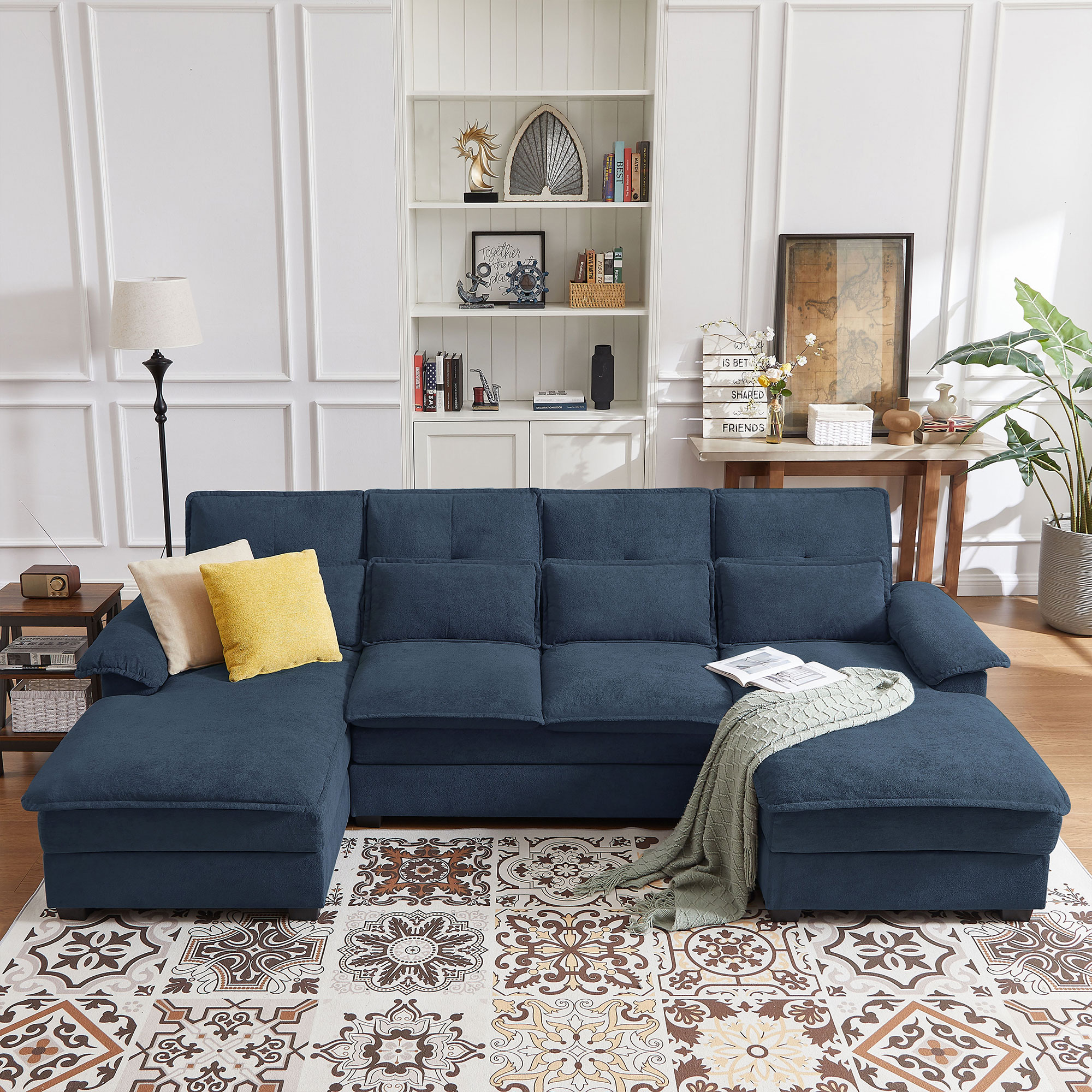 Jarenie YMX28BL YMX28 109.84-in Modern Blue 6+ -seater Sofa