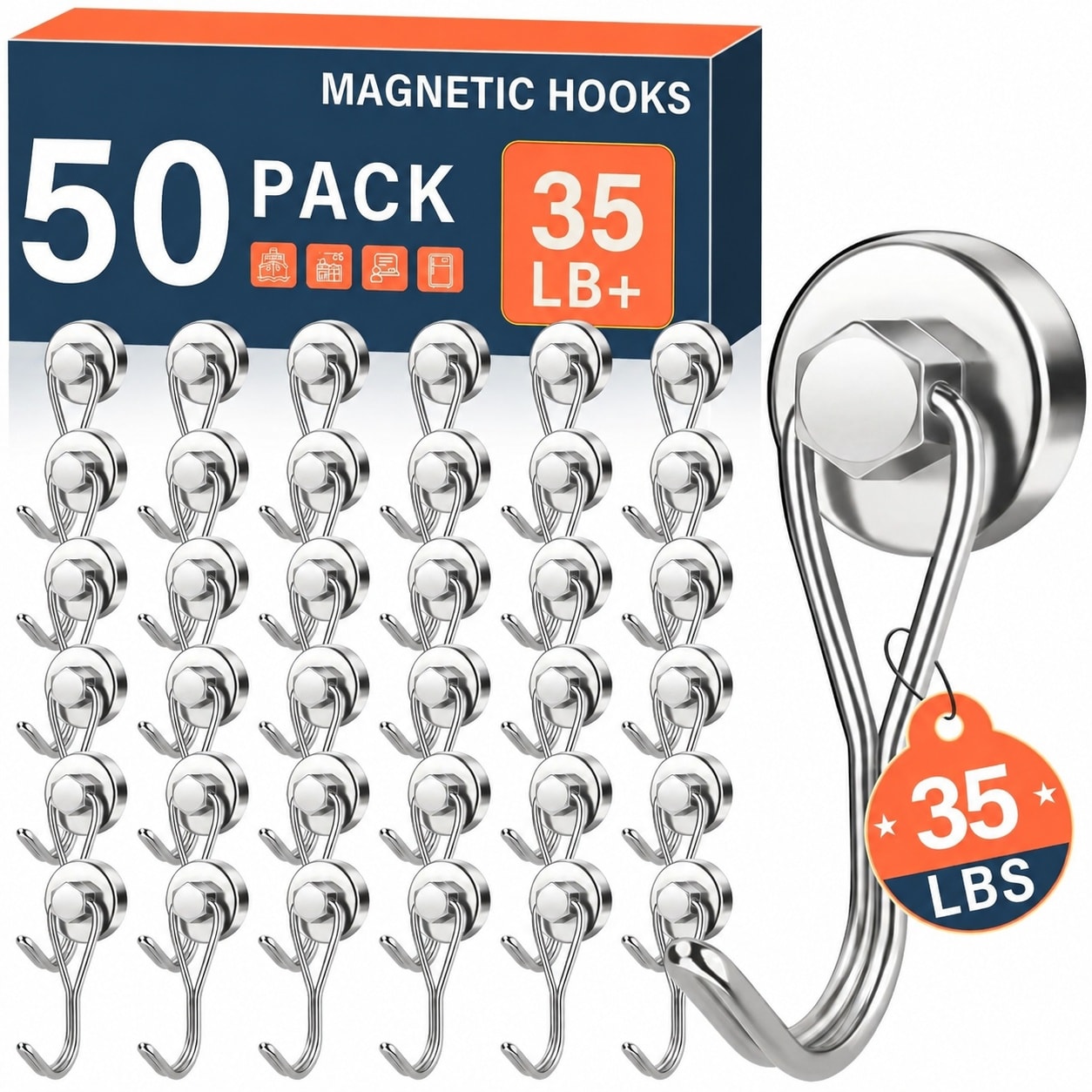 AOIZGMY  Magnetic Hooks Heavy Duty Strong Neodymium Magnets with 180 Degree Swivel for Hanging Organization in Home Office Garage and Classroom