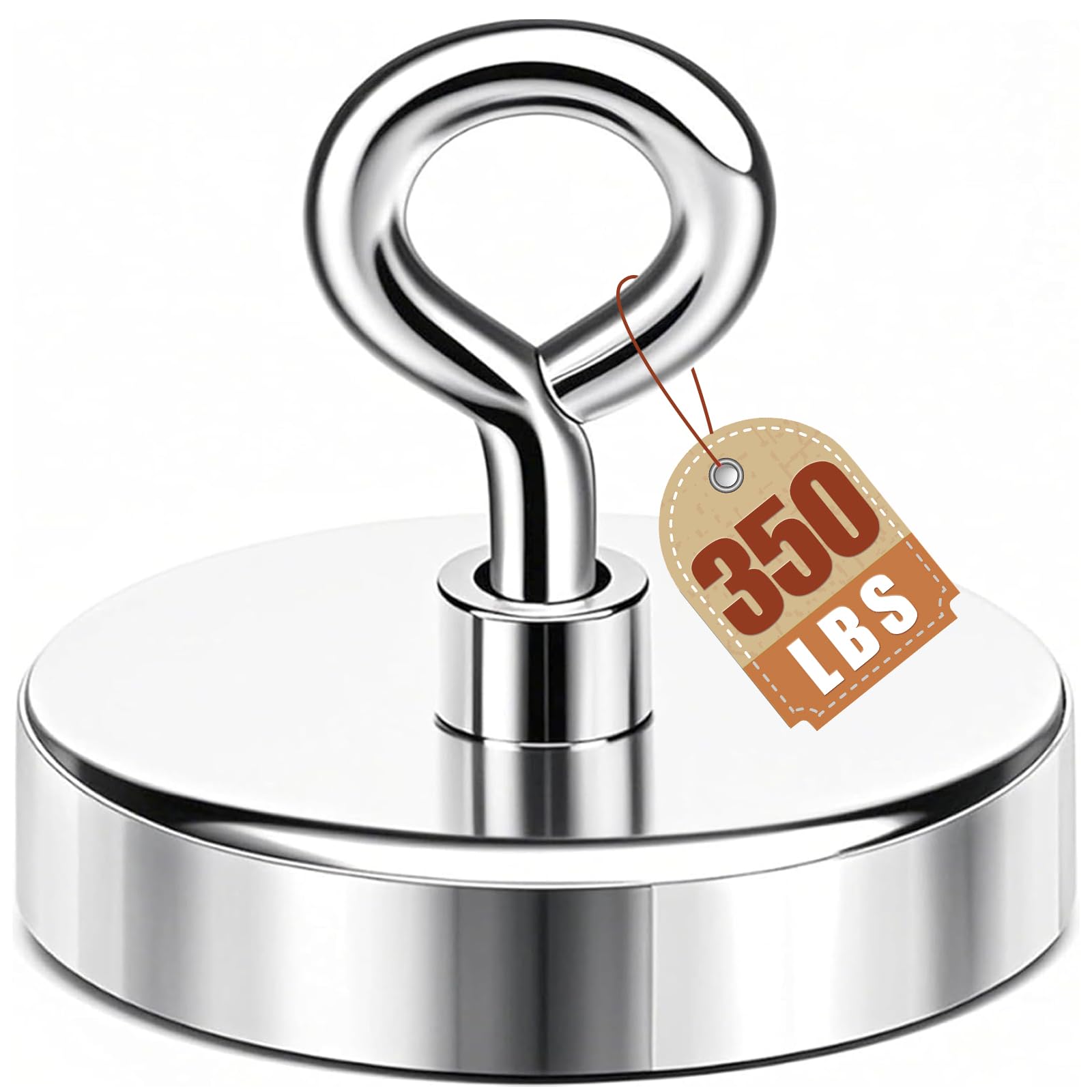 Linder Group Inc Strong Neodymium Fishing Magnet 2 Inch 350 Pound Pull Heavy Duty Magnet with Eyebolt for Salvage Lifting Retrieving Nail Removal Tool High Power