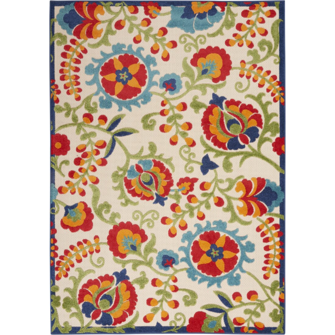 HomeRoots 4000384790 4 x 6 (ft) Polypropylene Multicolor Rectangular Indoor/Outdoor Floral Area rug
