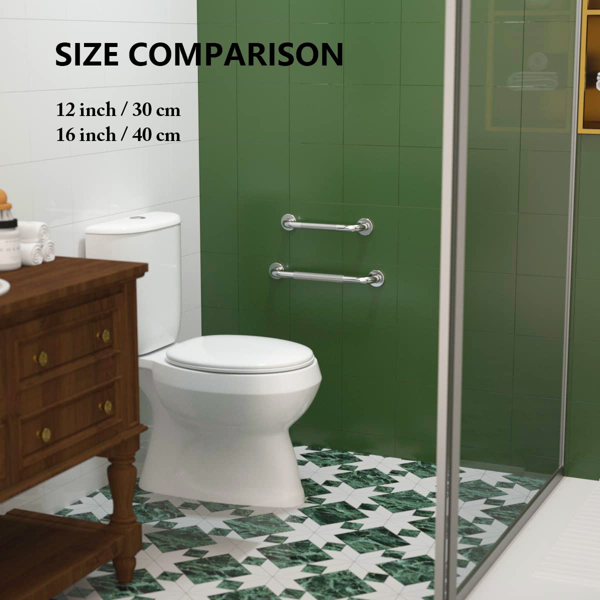 Etokfoks 16 in Bath Shower Grab Bar in Chrome Finish Anti Slip Knurled ...