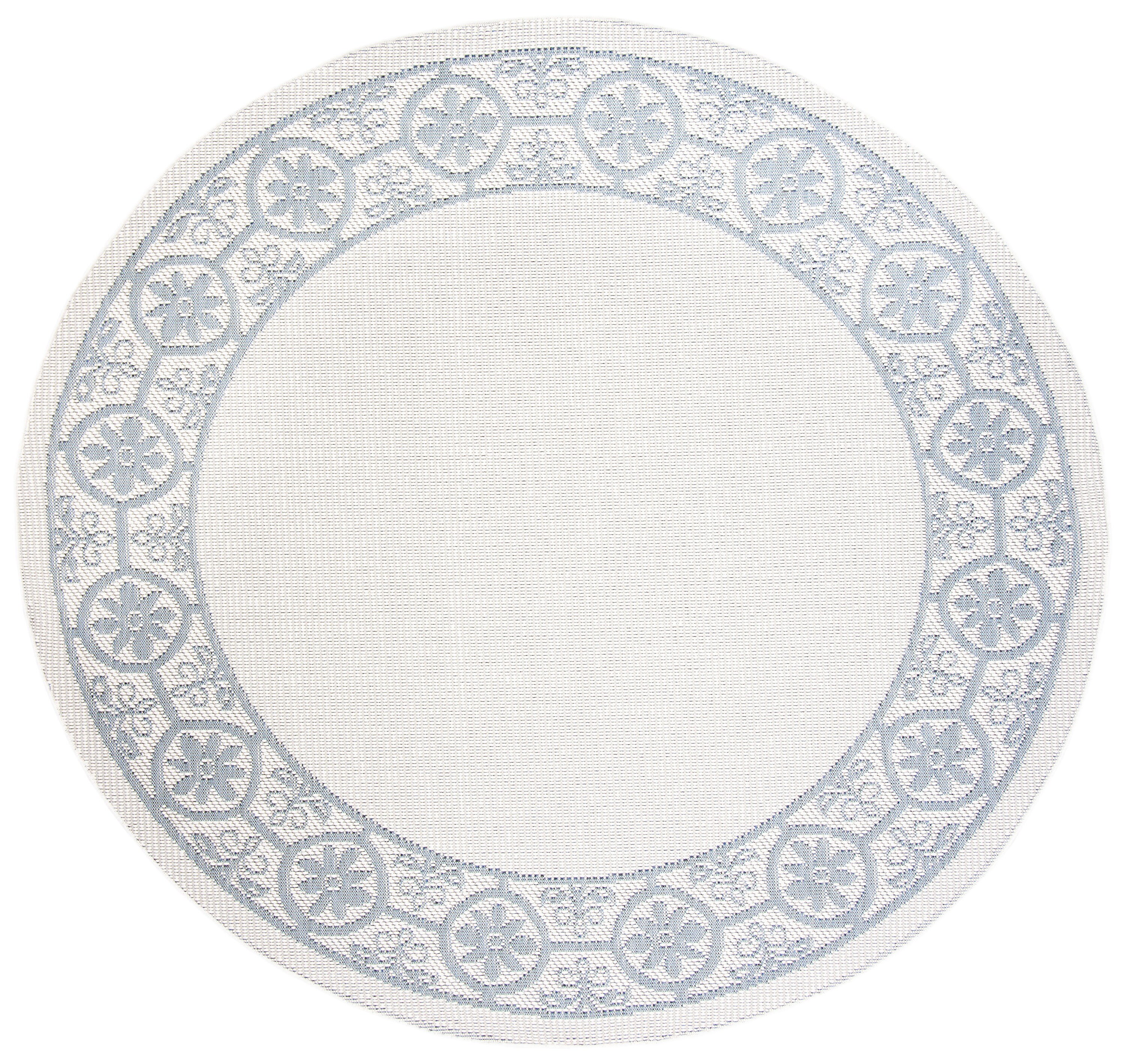 Safavieh BMU815B-7R Bermuda 800 Almedia 7 x 7 (ft) Loomed Polypropylene Ivory/Light Blue Round Indoor/Outdoor Border Farmhouse/Cottage Area rug