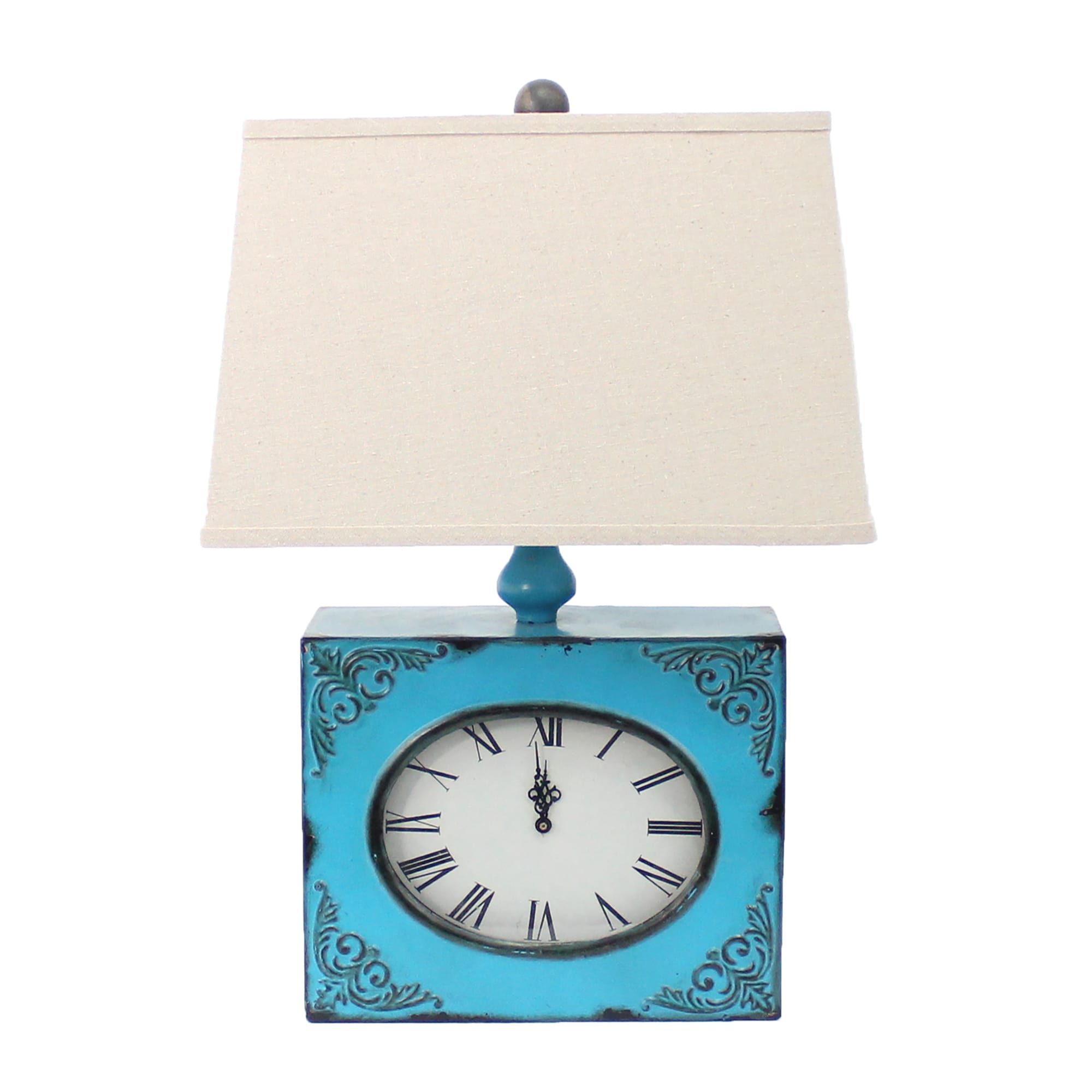 Benzara BM217250 22-in Blue, Beige LED Table Lamp with Fabric Shade