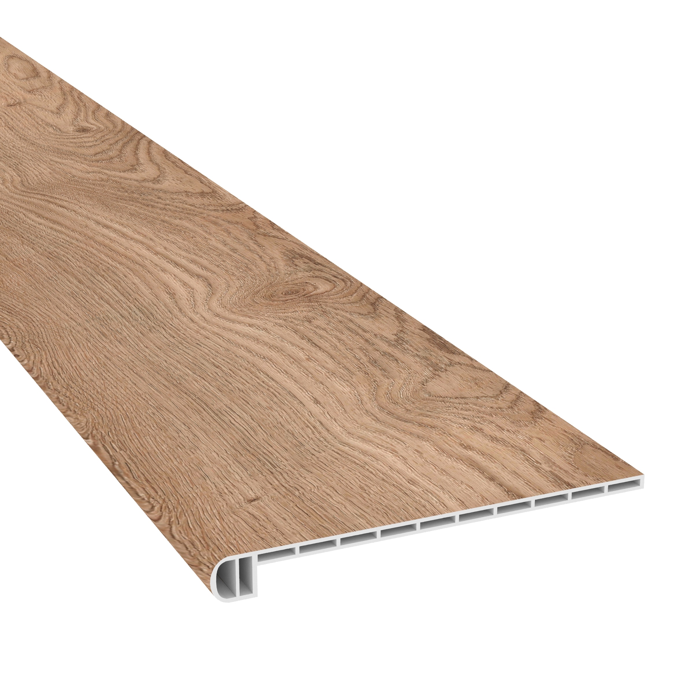 CALI 7904521321 Windansea High Tide 49.8-in x 12.2-in x 1.73-in Belmont Bluffs Vinyl Reversible return Bullnose Stair Tread