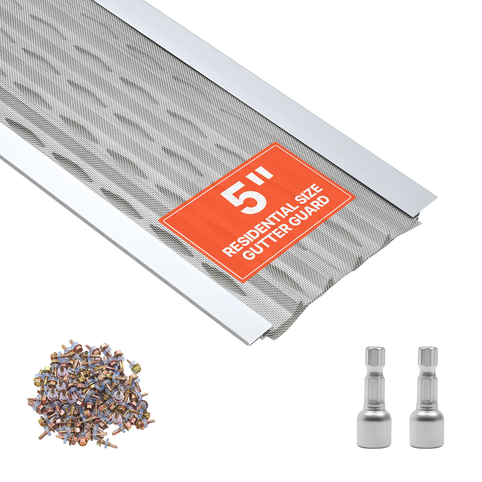 VEVOR Gutter Guard 5 in Aluminum Gutter Cover with Stainless Steel Micro Mesh Heavy-Duty 100ft Length 0.04in Thick Leaf Guard for Debris and Pine Needles Easy DIY Install Screws Included 20 PCS
