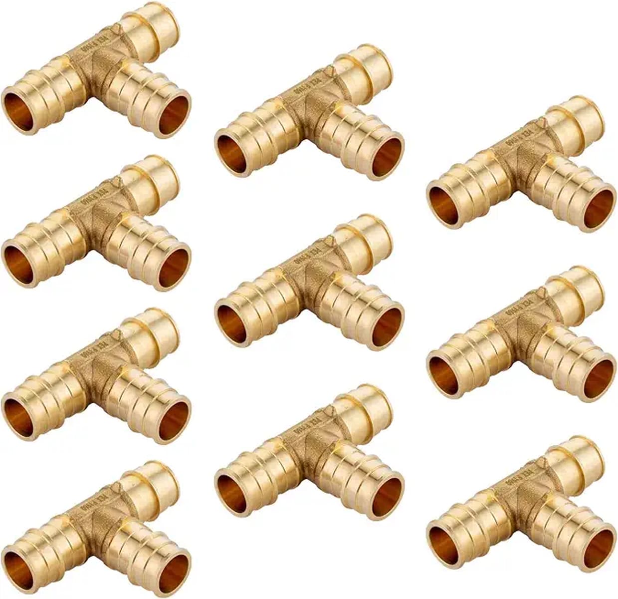 EFIELD  10-Pack Pex A Full Flow Expansion Brass Fittings 3/4 inch x 3/4 inch x 3/4 inch Tee ONLY For Pex-A Tubing Connection ASTM F1960