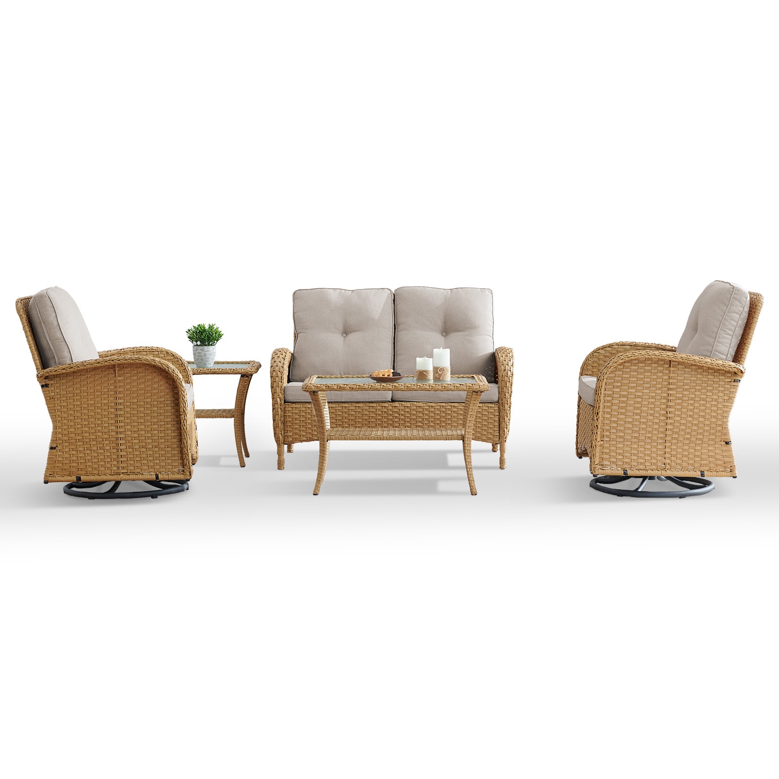 Rilyson FS040046-1 New Juntos 5 -Piece Wicker Patio Sofa Conversation Set with Multiple color/finishes Cushions