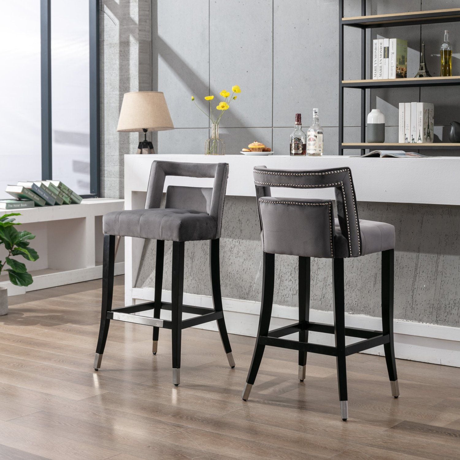 JASMODER W57053832 Modern Grey Linen Accent Chair