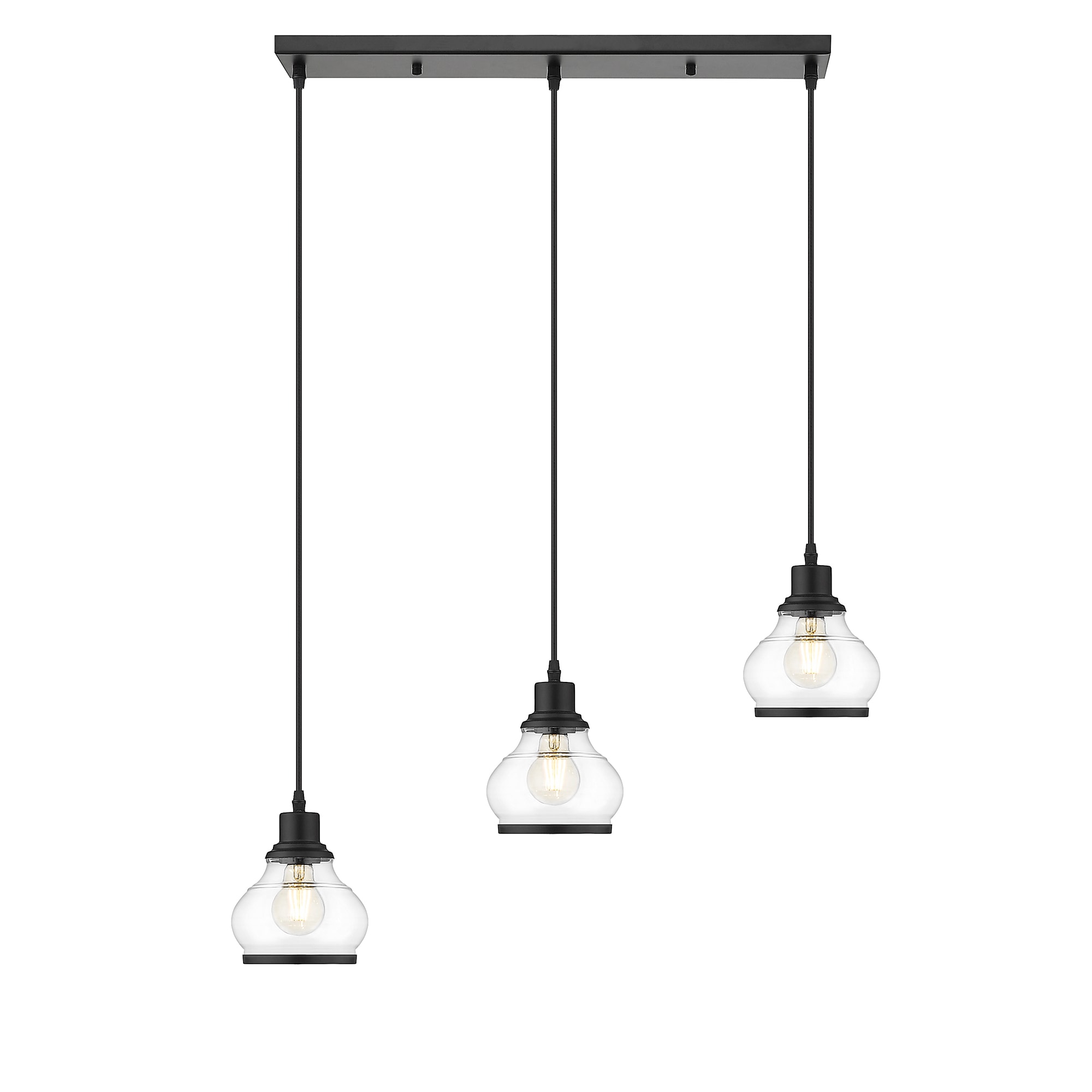OVE Decors 15LPE-THE328-PBL Theodore 3 -Light Matte black Modern/contemporary Clear glass Globe Large Hanging Pendant light