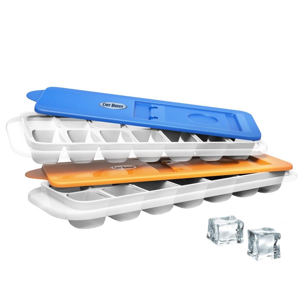 Chef's Best Plastic Ice Cube 2 Tray Stackable Set Easy Release Dishwasher  Safe