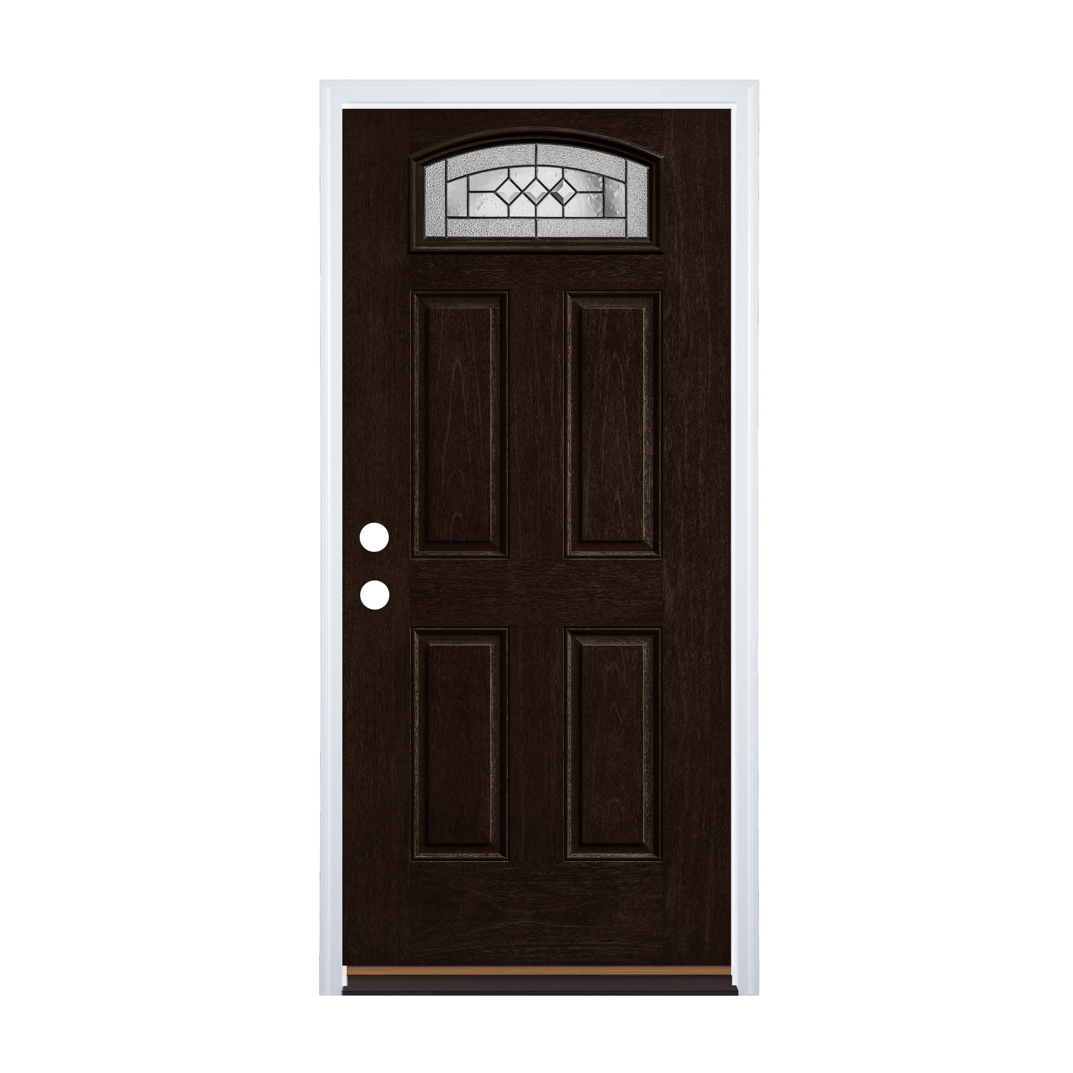 Therma-Tru Parson 36-in x 80-in x 6-9/16-in Fiberglass 1/4 Lite Right-Hand Inswing Dark Elm Stained Prehung Front Door with Brickmould Insulating Core -  TT649103