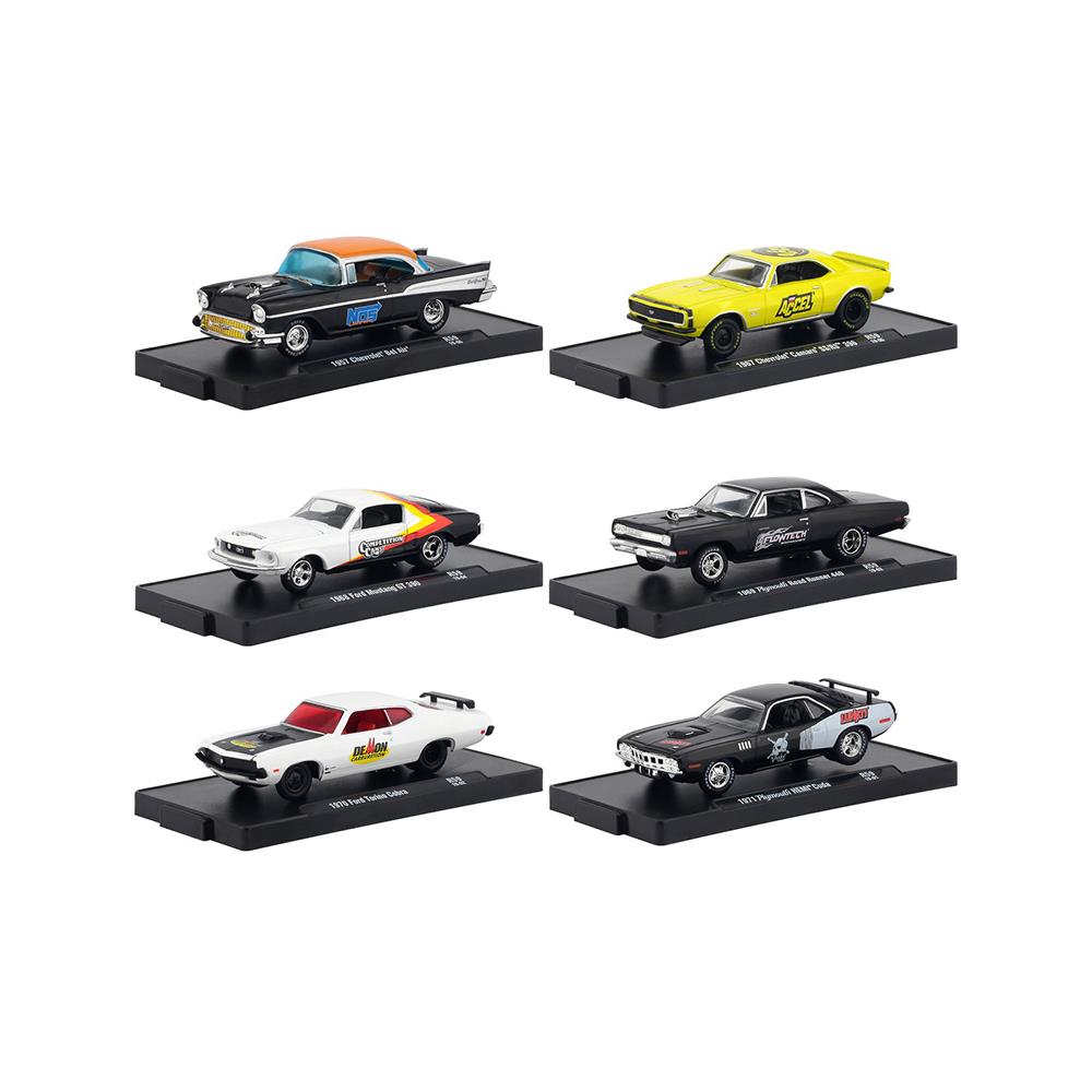 M2 Machines DTDP8881  11228-59 59 in. Drivers Release Blister Packs with 1 by 16 4 Diecast Model Cars, White and Orange- Set of 6