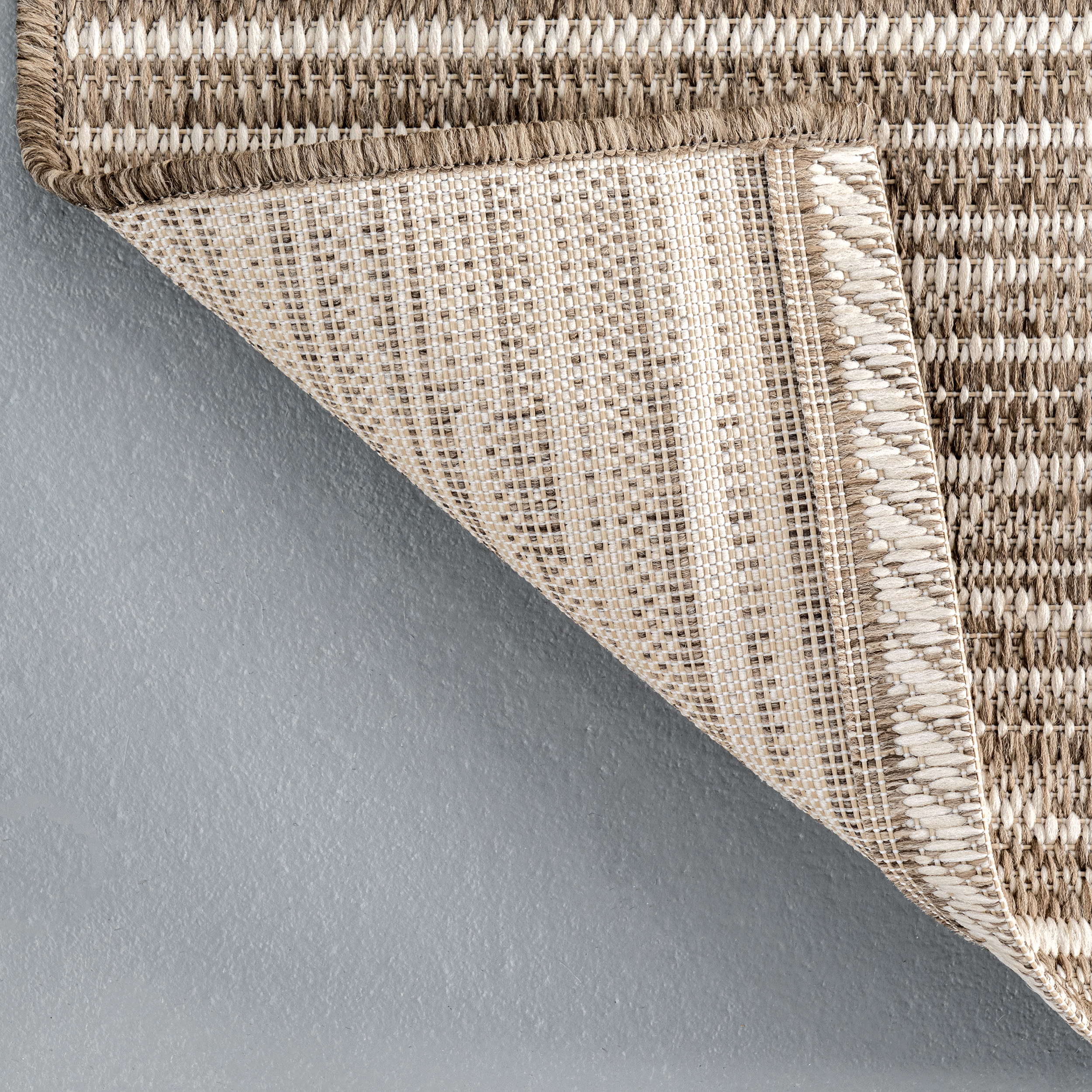 Reversible Striped Synthetic 64" Rectangular Easy-Care Area Rug