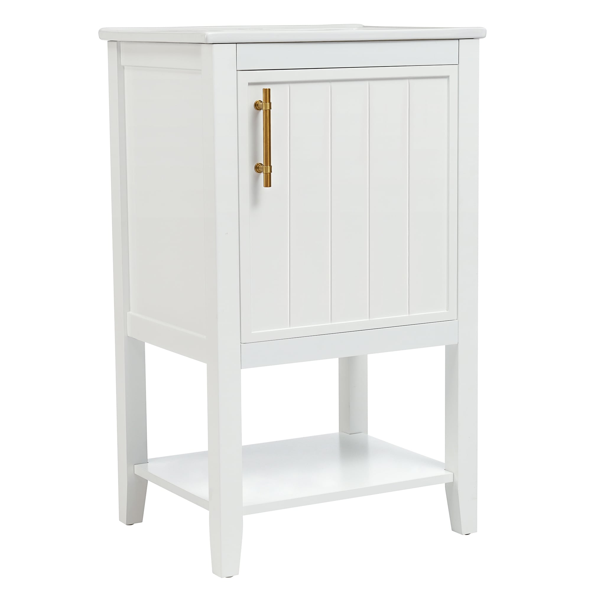 Wooakway 20-in White Bathroom Vanity with Ceramic Sink Soft-Close Door ...