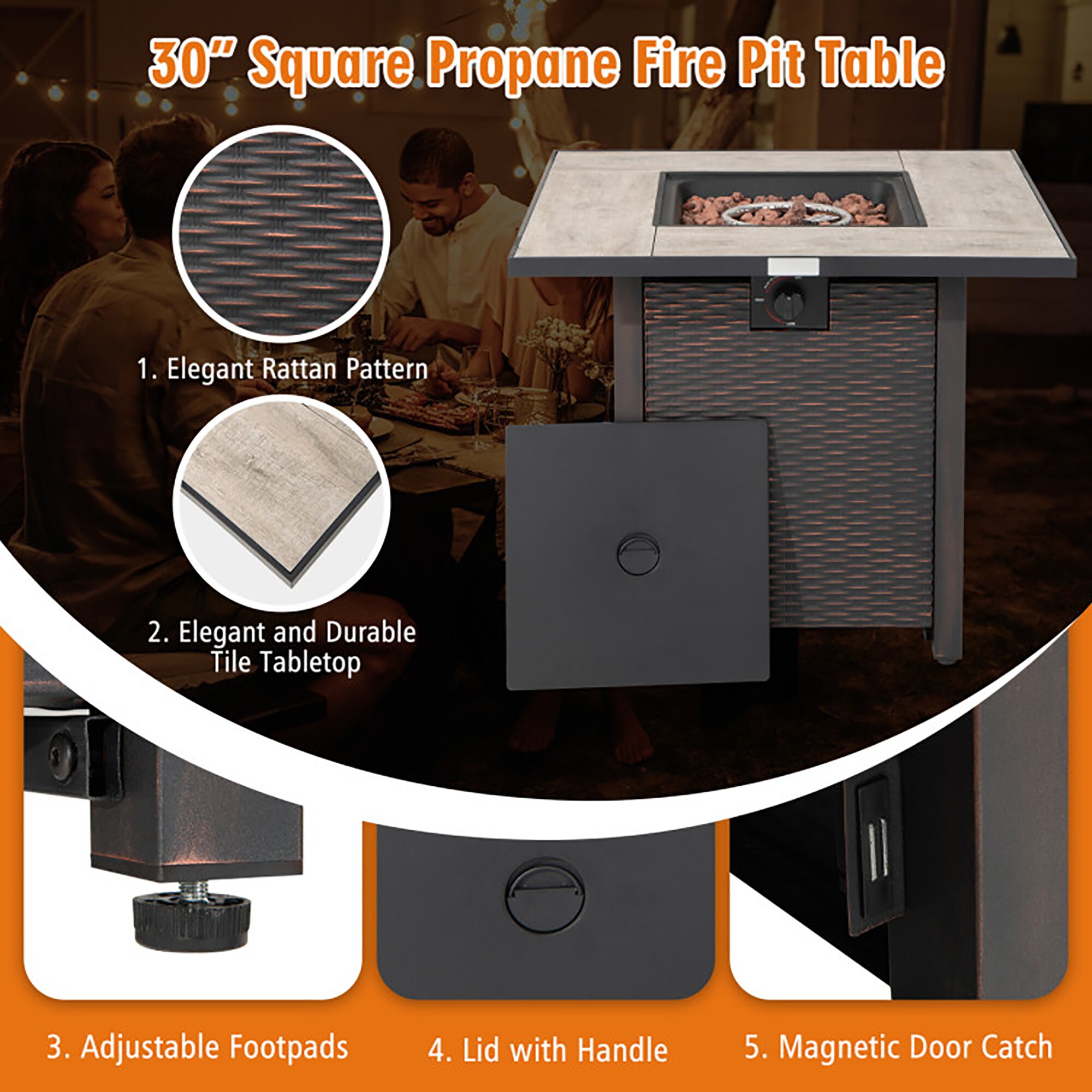CASAINC WF-CYTVS07-WHI Outdoor-Gas-Firepits - View #3