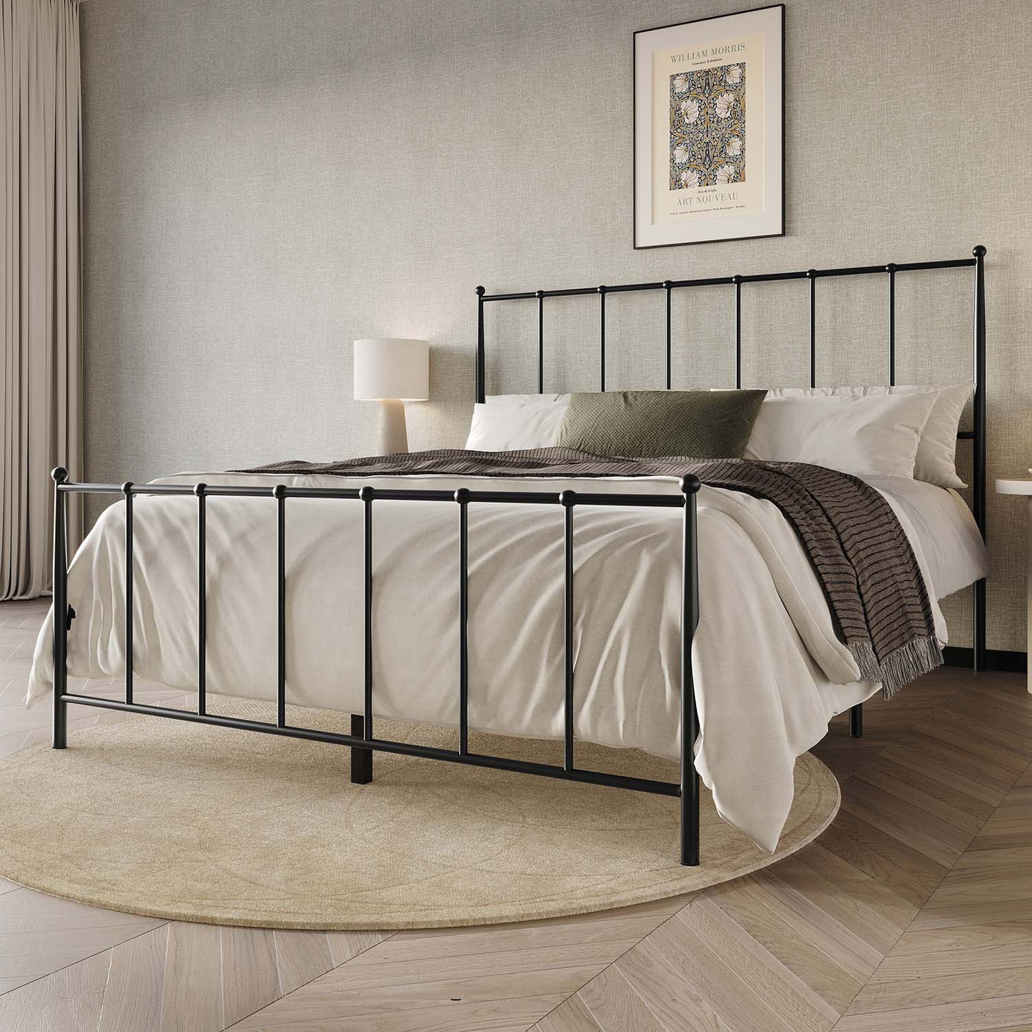 CasePiece CMB026QPL-BK-MT Black Queen Metal Platform Bed