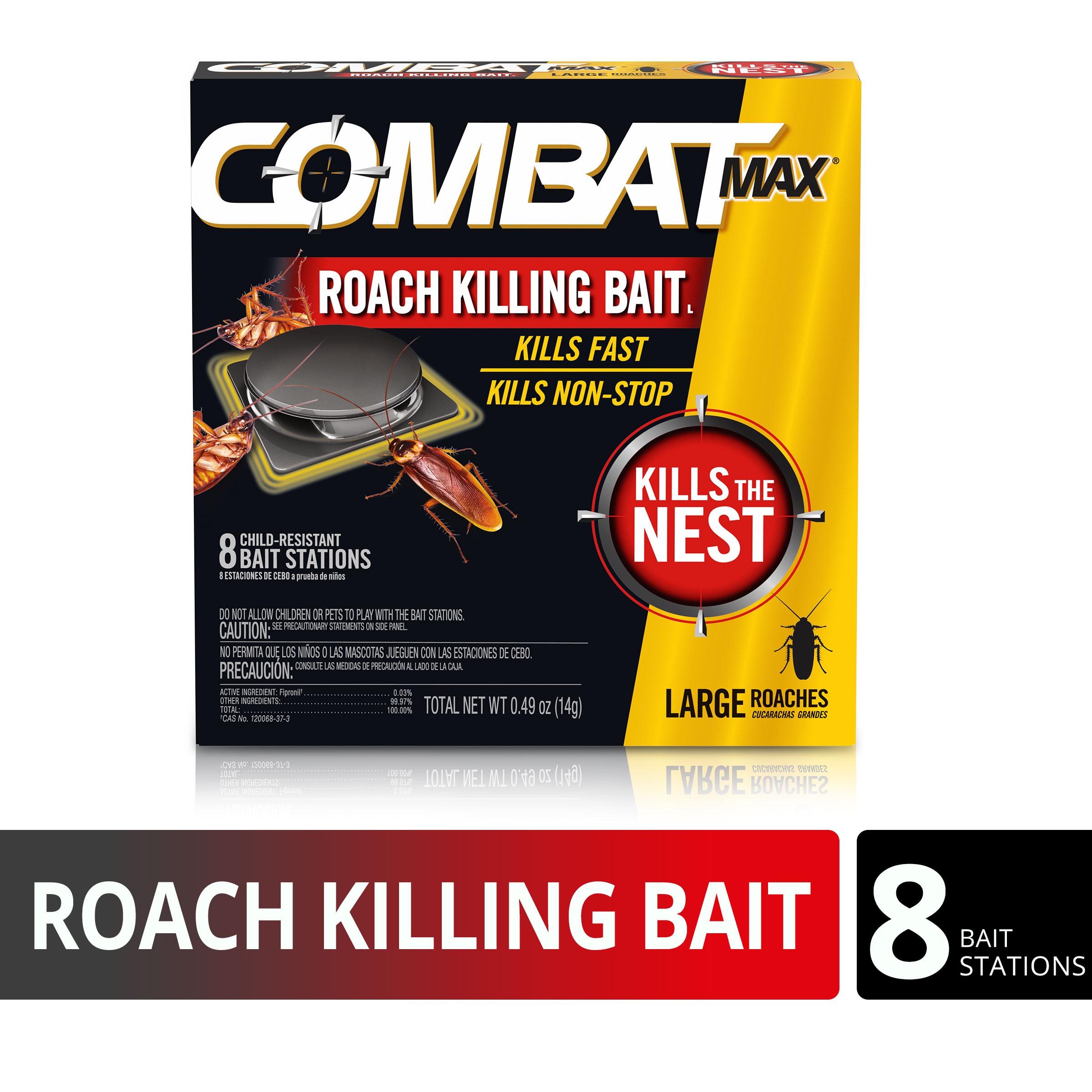 Combat 2340051913 Max 3-Month No Mess Bait for Large Roaches 8 -Count Roach bait station