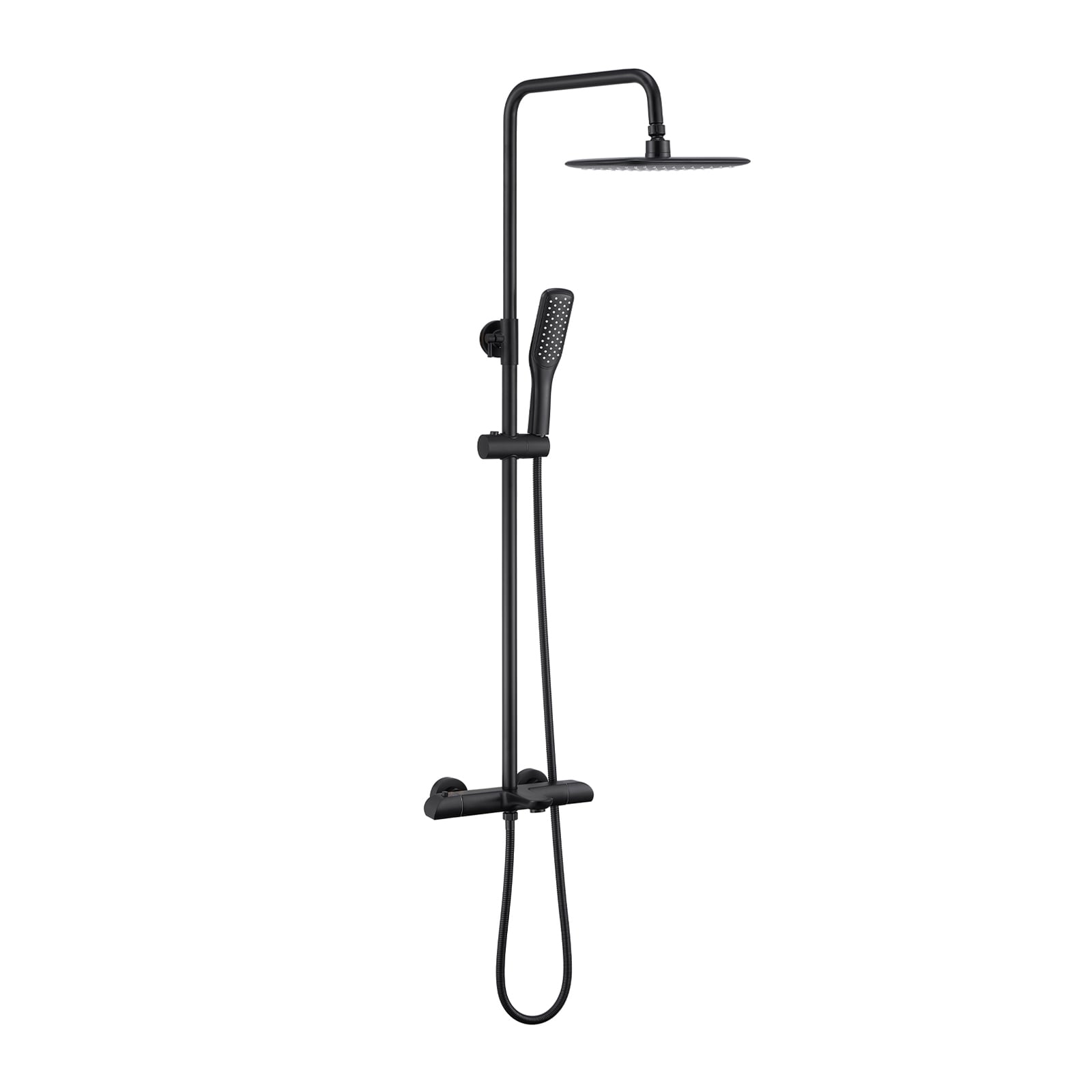 Flynama XY-291BG Matte Black 10-Inches Waterfall Dual Head Built-In Shower Faucet System with 3-way Diverter ( Ceramic Disc Valve Included )