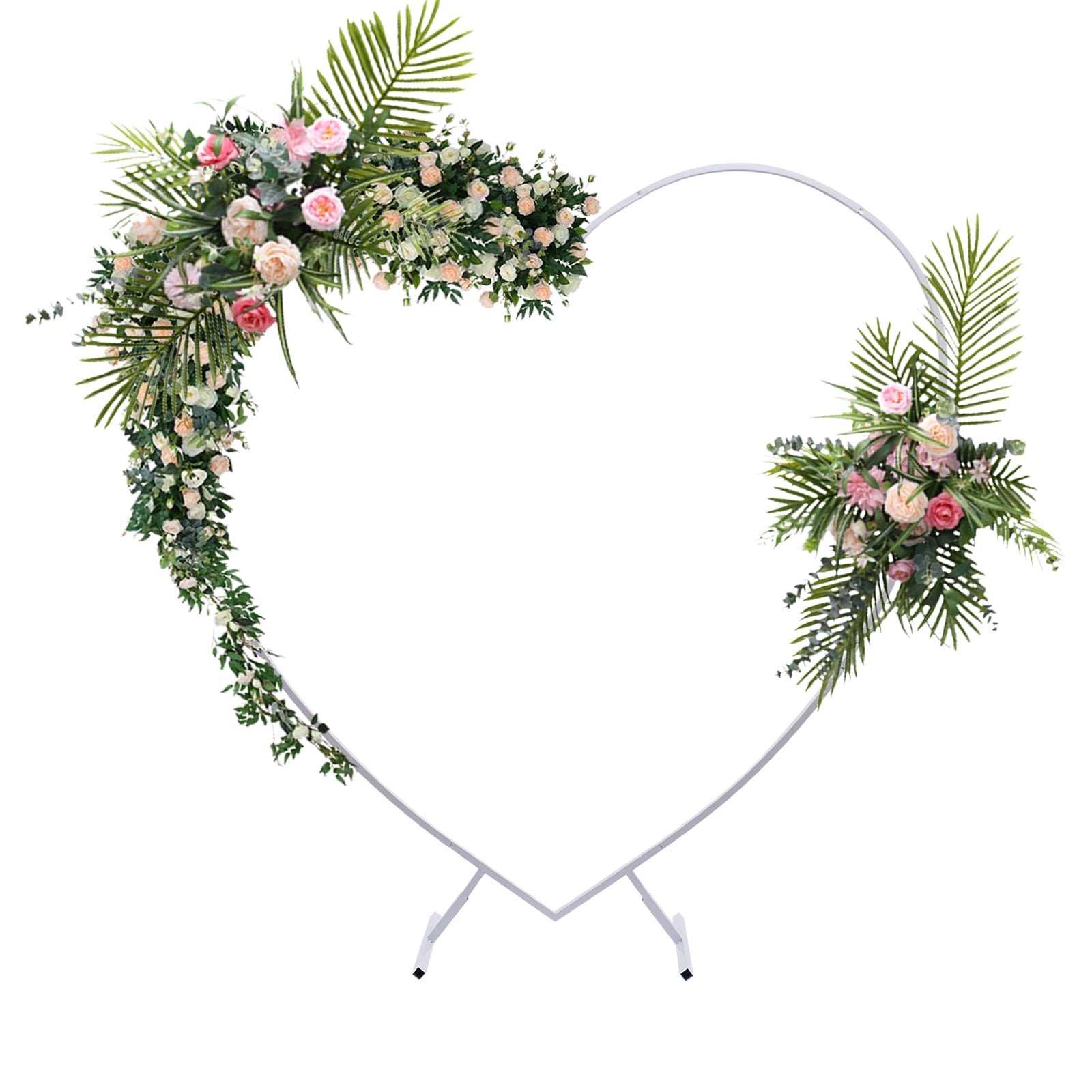 CNCEST YLJHKT2UWDZJ8 6.56-ft W x 6.89-ft H Arched White Heart Design for Wedding Party Steel Garden Arbor