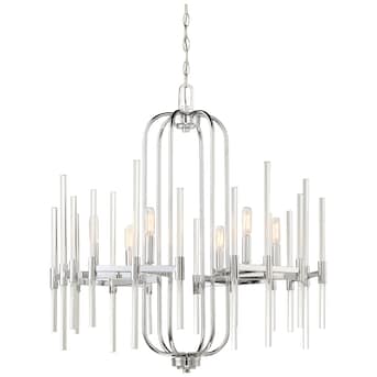 Minka Lavery Pillar 6-Light Chrome Transitional Dry rated Chandelier in ...