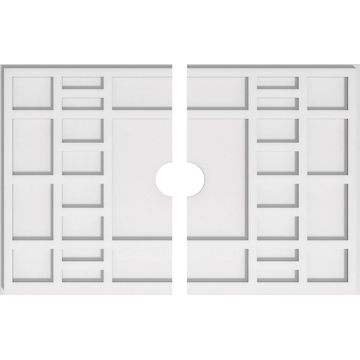 Ekena Millwork CMP30X20BX2-03000 Beaux 30-in W x 20-in L Contemporary White PVC Split Ceiling Medallion