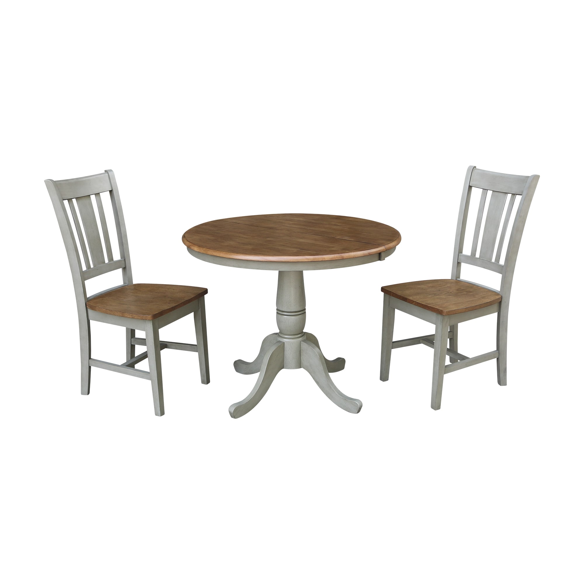 International Concepts K41-36RXT-C10-2 Distressed hickory/stone Traditional Dining Room Set with Round Table ( Seats 4 )