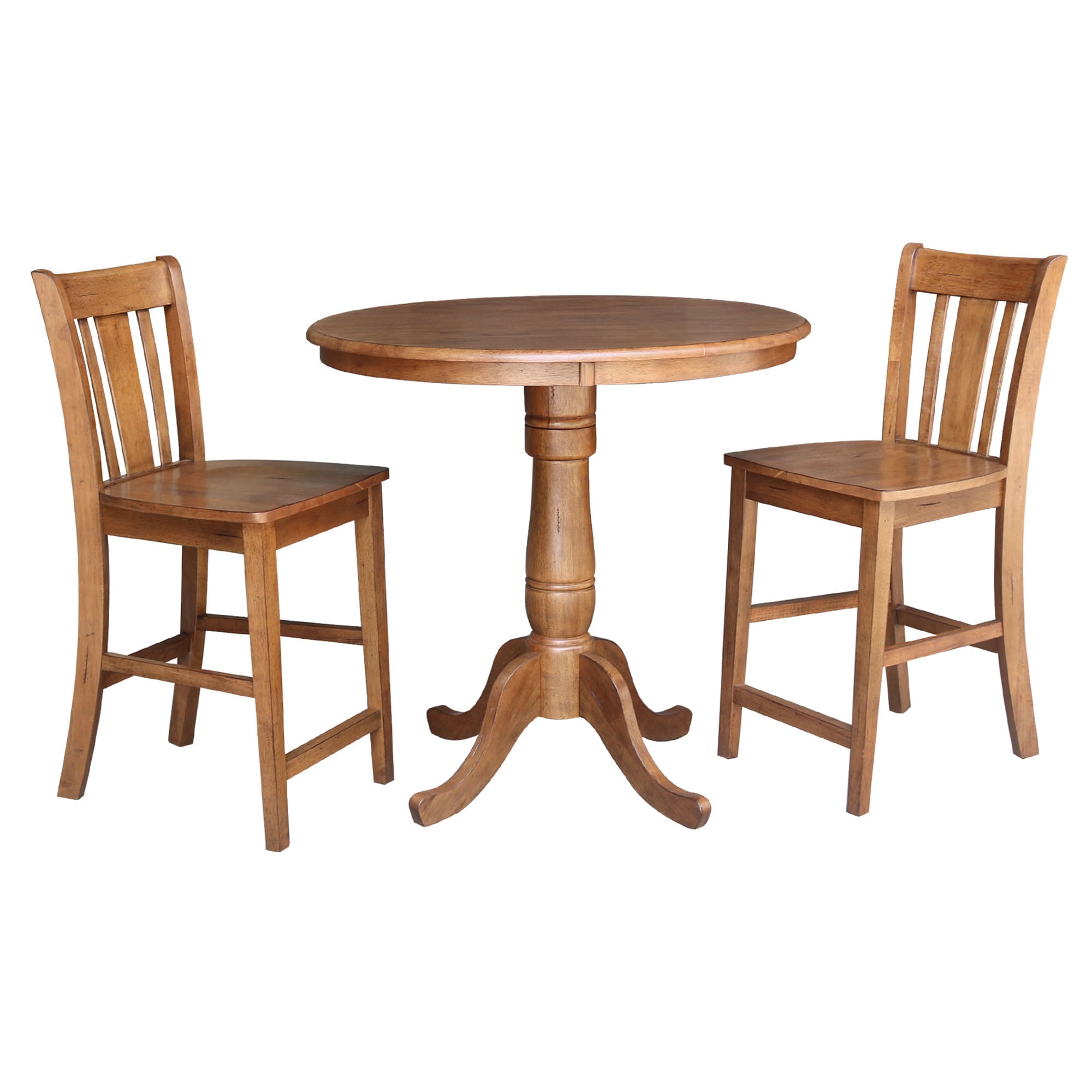 International Concepts K42-36RT-6B-S102-2 Distressed oak Traditional Dining Room Set with Round Table ( Seats 2 )