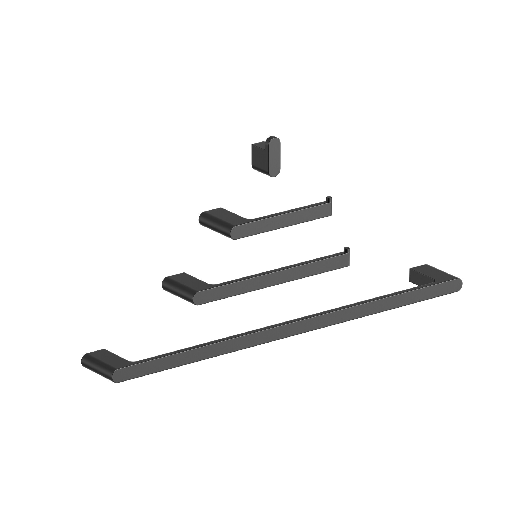 EVERSTEIN -  4-Piece Matte Black Stainless Steel Bathroom Hardware Set with Towel Bar Robe Hook T...
