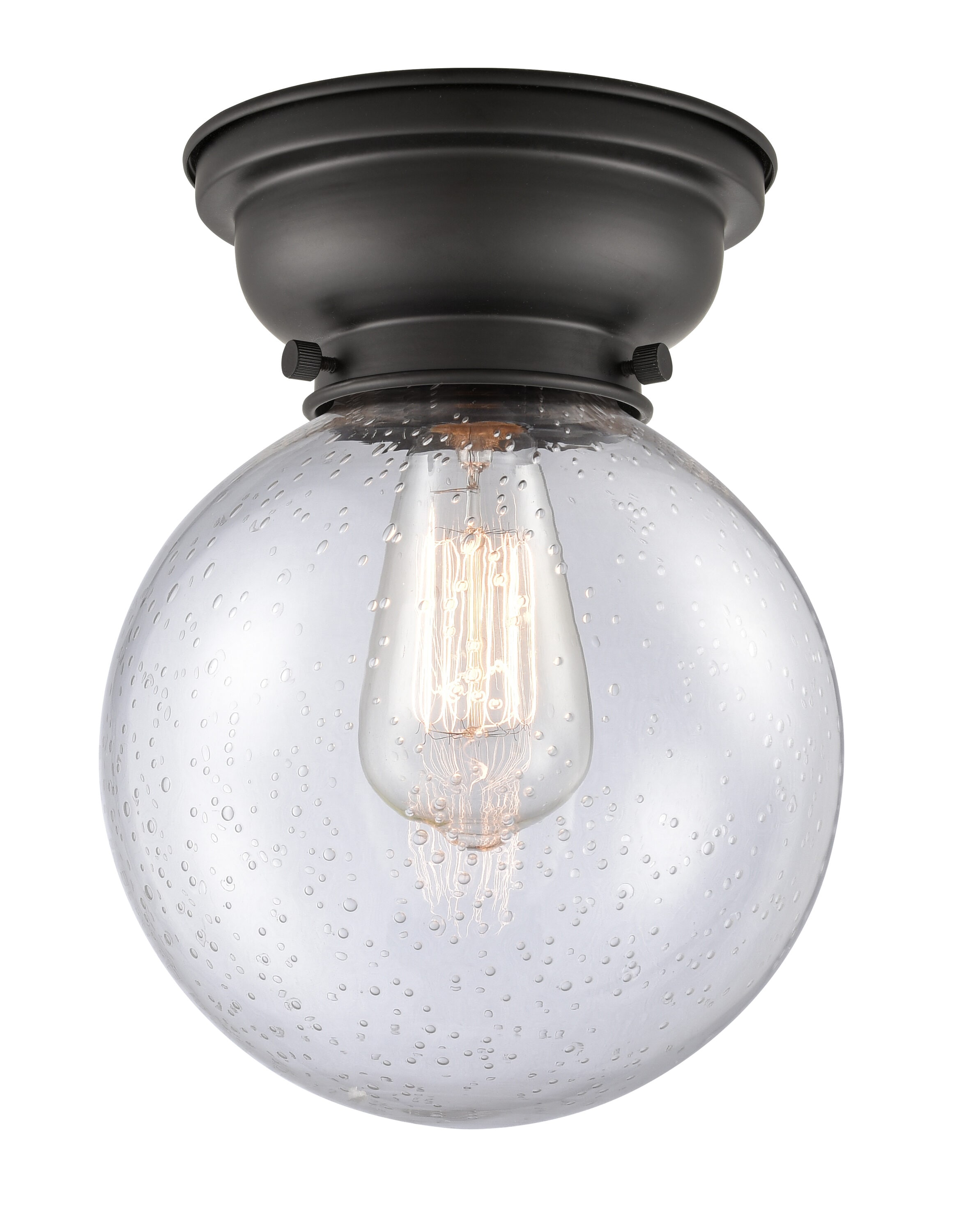 Innovations Lighting 623-1F-BK-G204-8 Beacon 1 -Light 8-in Matte Black Flush Mount Light