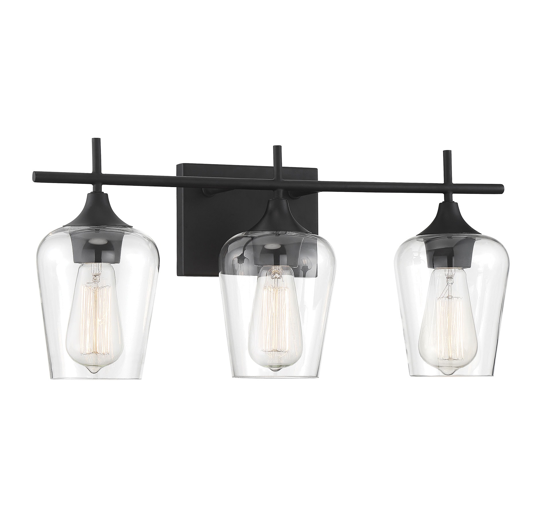 Octave Black and Clear Glass 3-Light Vanity Fixture