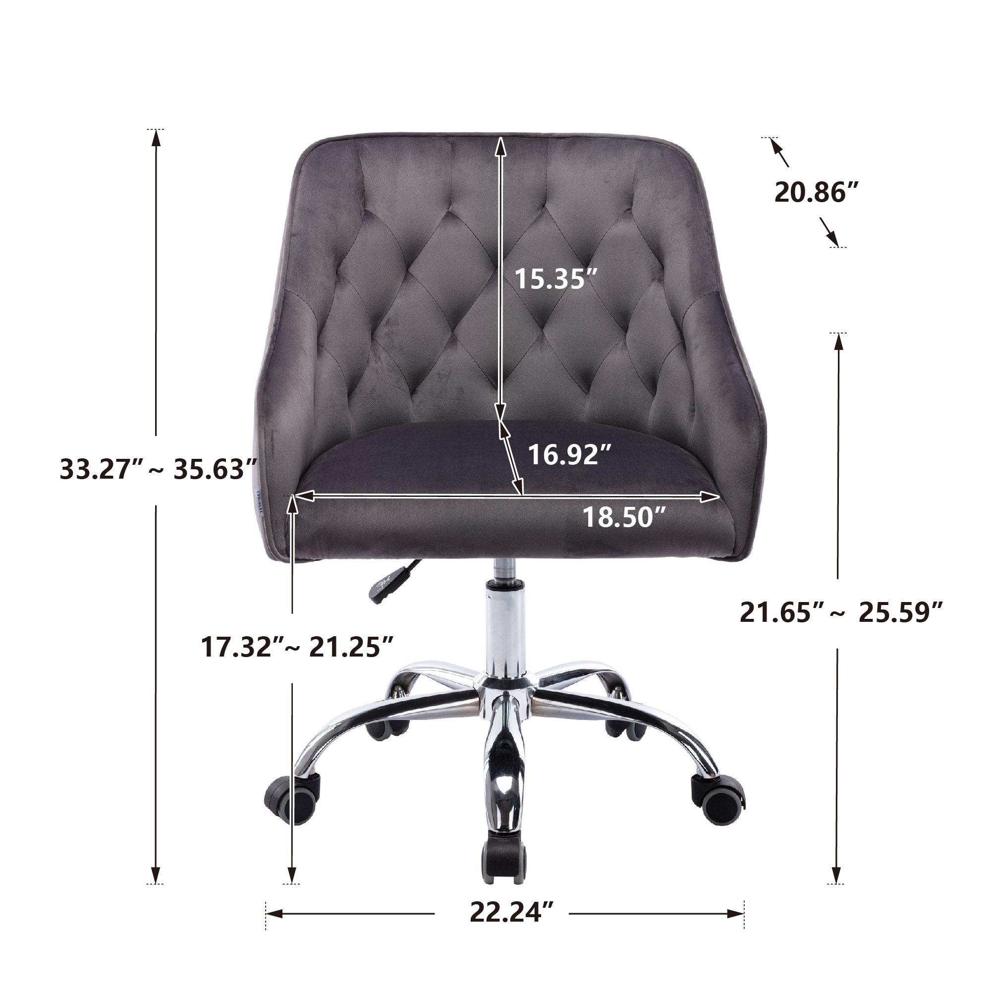 CASAINC Gray Contemporary Ergonomic Adjustable Height Upholstered Task ...
