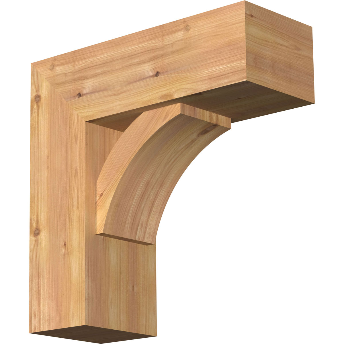 Ekena Millwork 1463966 Thorton Block Smooth Bracket with Offset Brace 7-1/2-in x 20-in x 20-in Western red cedar Brown Wood Standard bracket