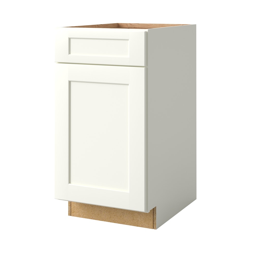 Aveley 18-in W x 34.5-in H x 24-in D Linen 1-Drawer Base Fully Assembled Cabinet (Flat Panel Shaker Style) in White | - allen + roth 20182AV