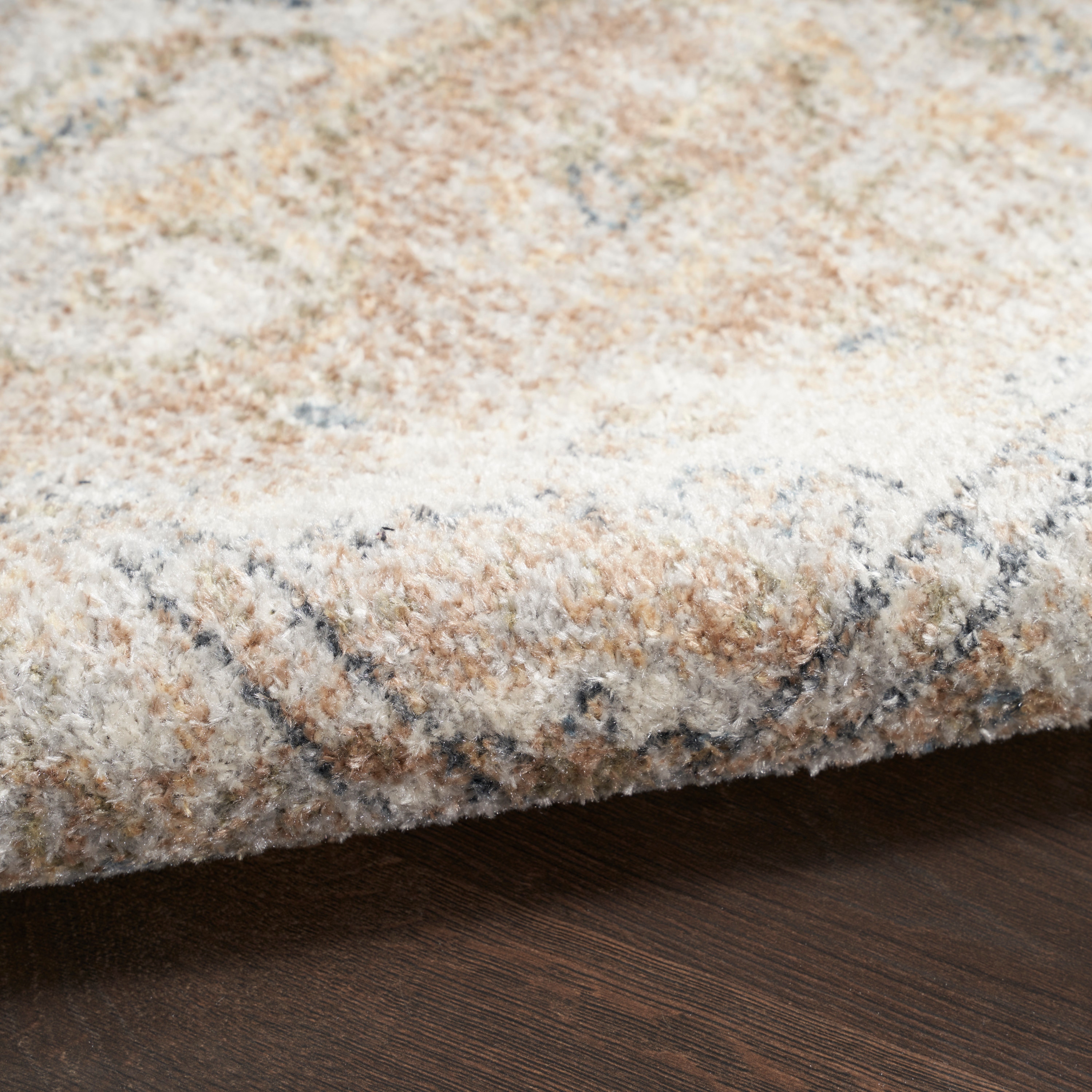 Beige Medallion Power-Loomed Washable Rectangular Area Rug