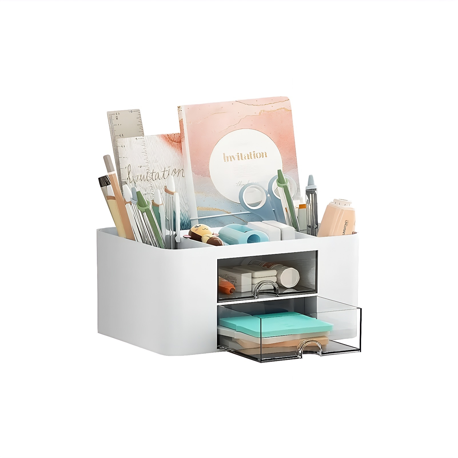 MiniEpic White 360 Degree Rotating Pen Holder Large Capacity Desktop Organizer for School and Office Stationery Storage